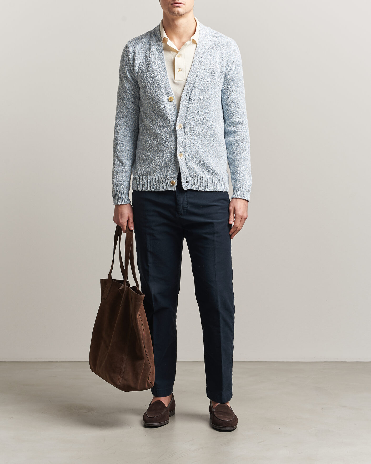 Herr | Tröjor | Zanone | Mouline Cardigan Sky Blue