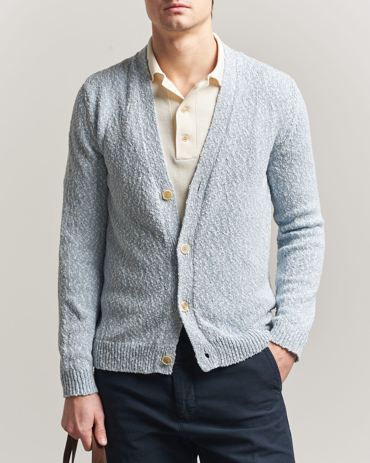 Herr | Tröjor | Zanone | Mouline Cardigan Sky Blue