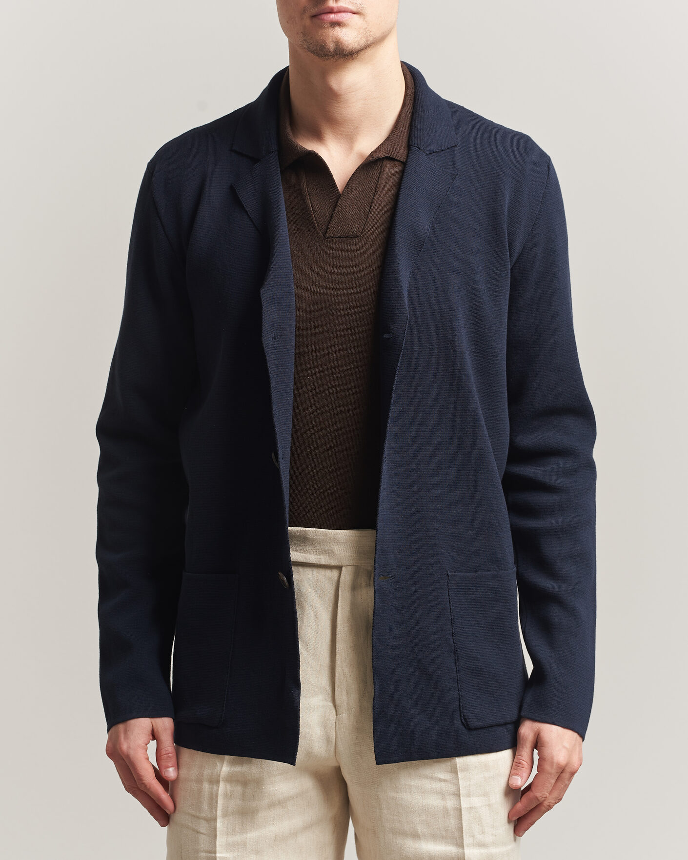 Herr | Kavajer | Zanone | Knitted Cotton Blazer Navy