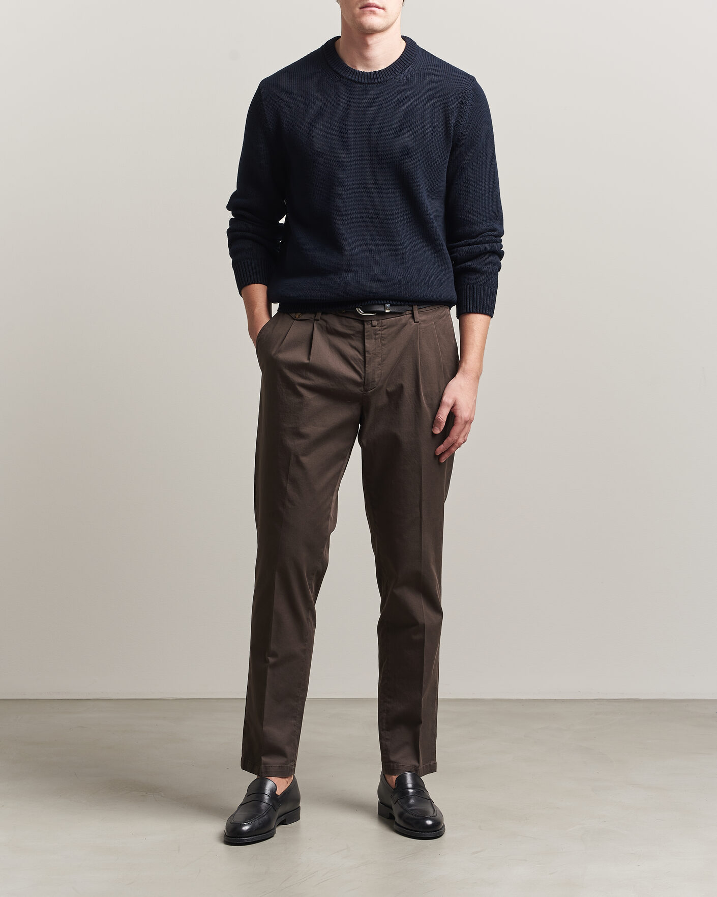 Herr | Tröjor | Zanone | Soft Cotton Crew Neck Sweater Navy