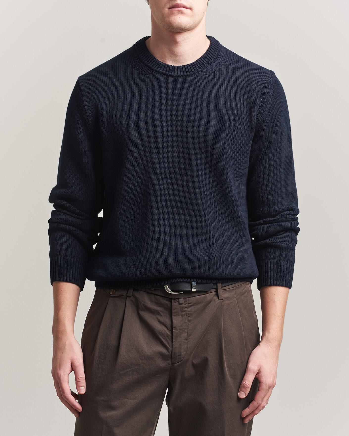Herr | Tröjor | Zanone | Soft Cotton Crew Neck Sweater Navy