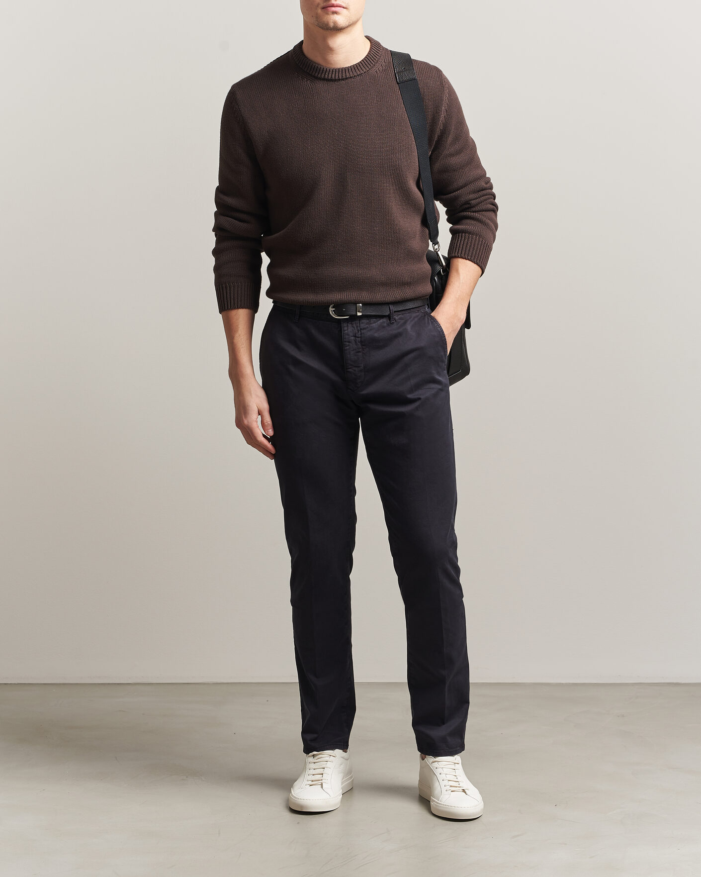 Herr | Tröjor | Zanone | Soft Cotton Crew Neck Sweater Chocolate