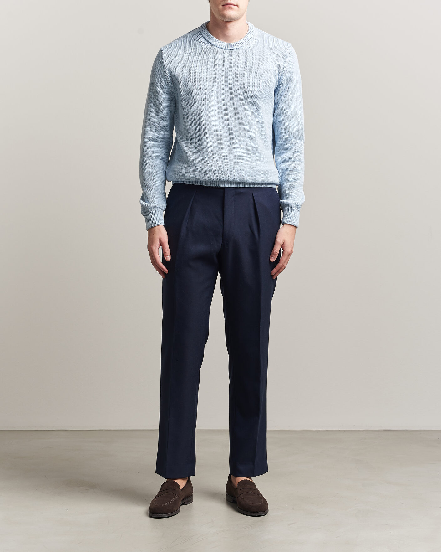 Herr | Tröjor | Zanone | Soft Cotton Crew Neck Sweater Sky Blue
