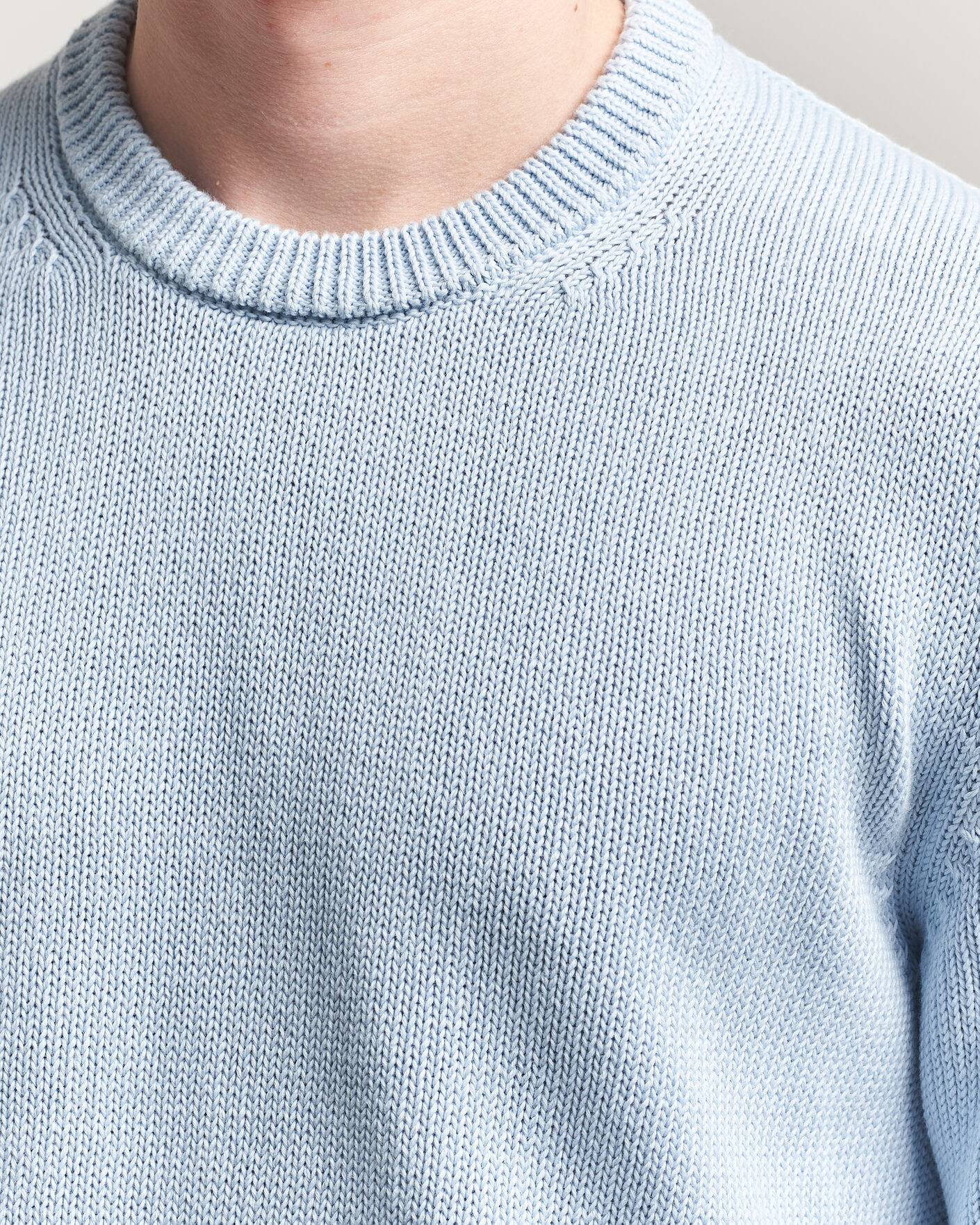 Herr | Tröjor | Zanone | Soft Cotton Crew Neck Sweater Sky Blue