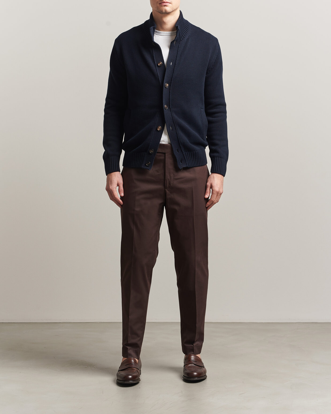Herr | Tröjor | Zanone | Soft Cotton Chioto Cardigan Navy