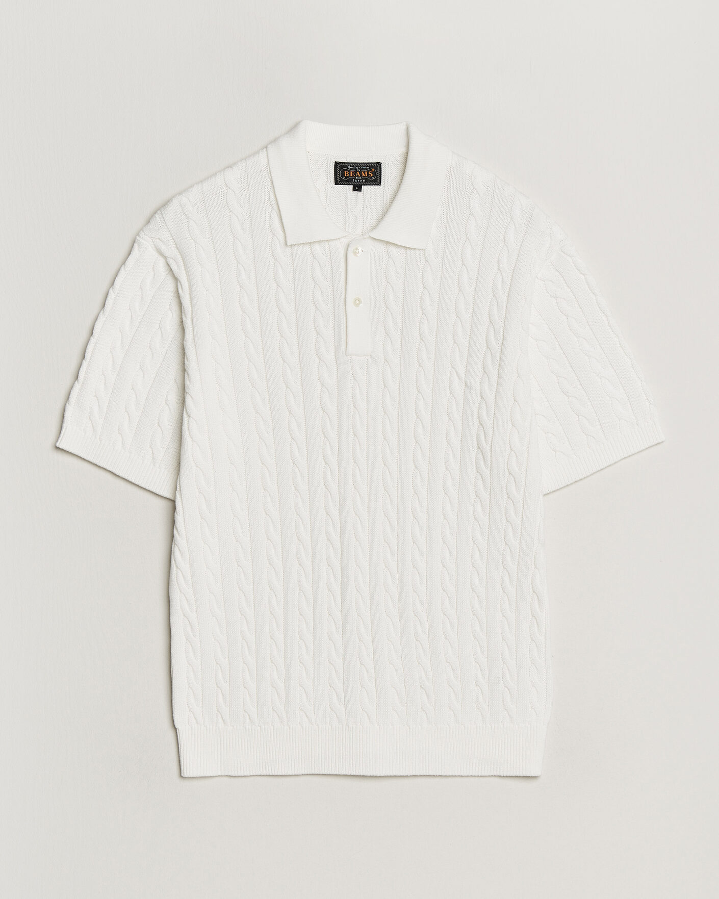 Herr | Pikéer | BEAMS PLUS | Short Sleeve Cable Polo White