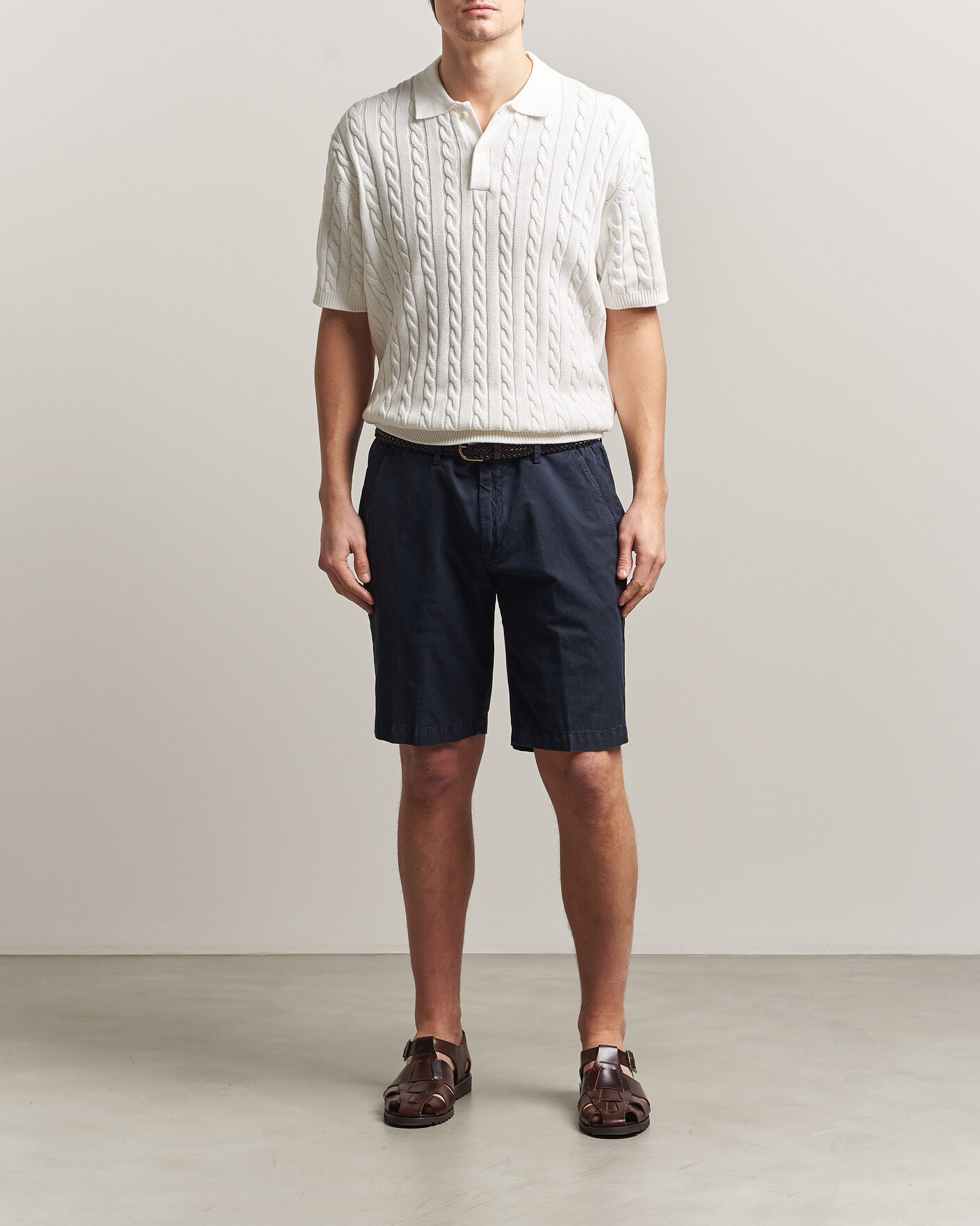 Herr | Pikéer | BEAMS PLUS | Short Sleeve Cable Polo White