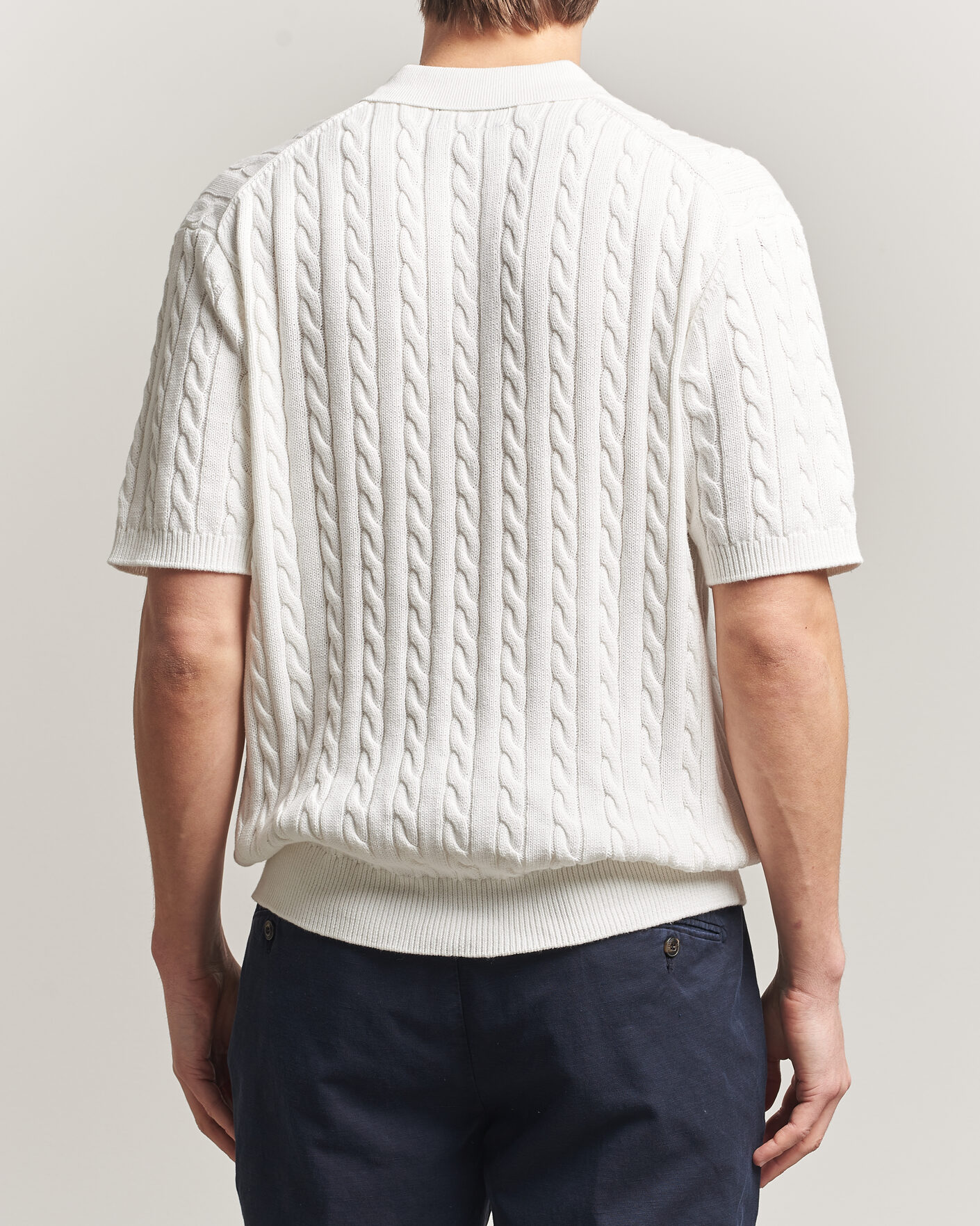 Herr | Pikéer | BEAMS PLUS | Short Sleeve Cable Polo White