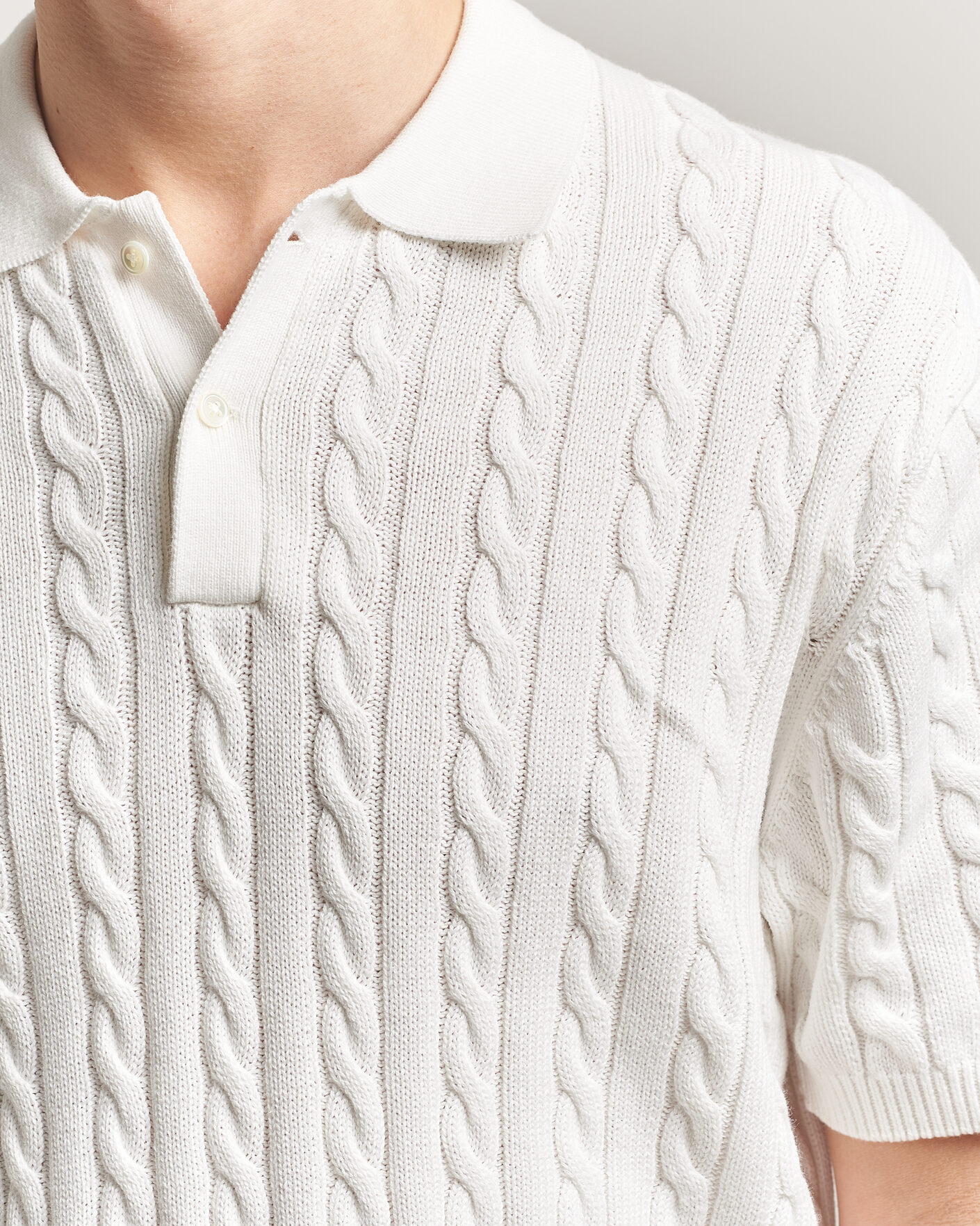 Herr | Pikéer | BEAMS PLUS | Short Sleeve Cable Polo White