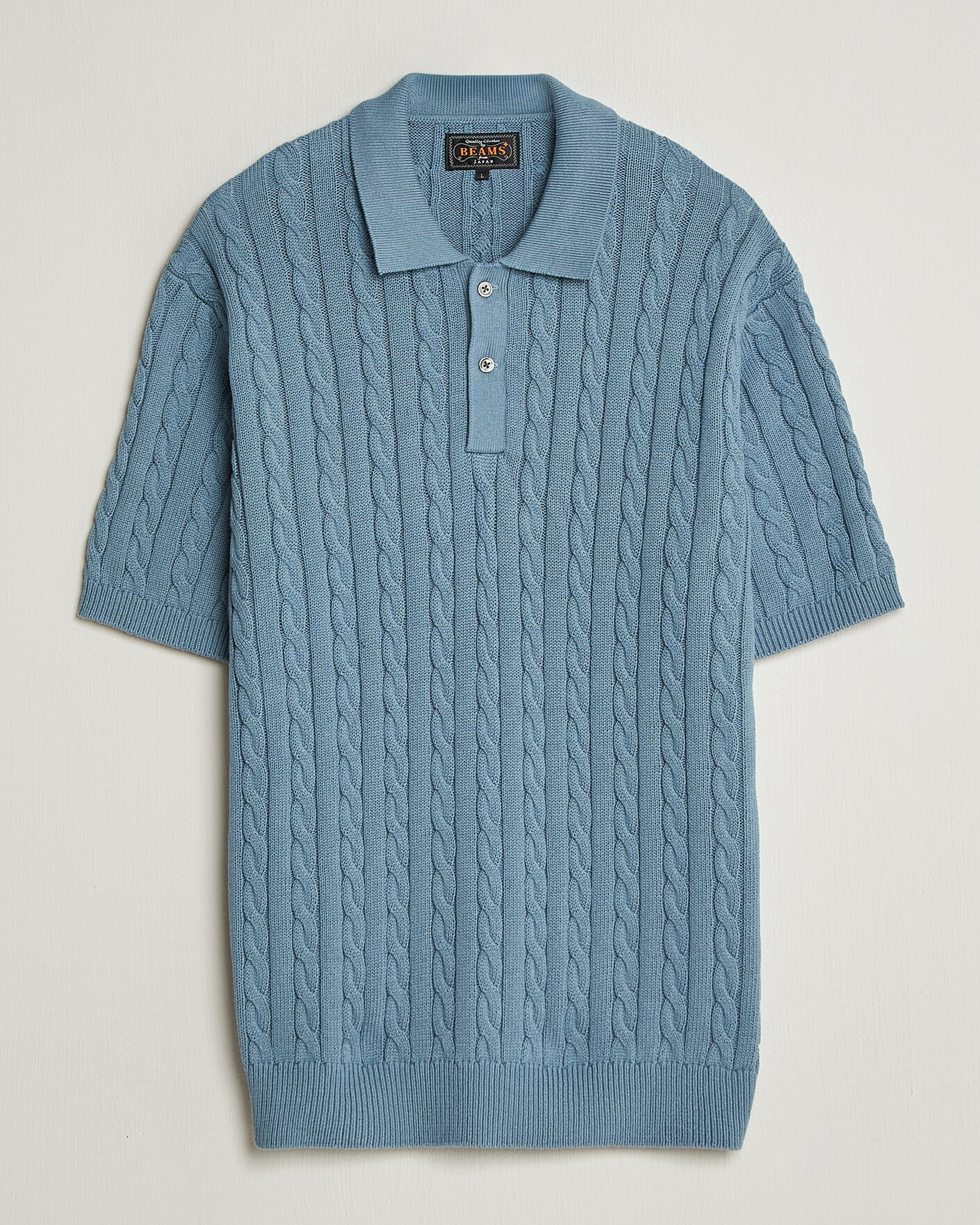Herr | Pikéer | BEAMS PLUS | Short Sleeve Cable Polo Blue