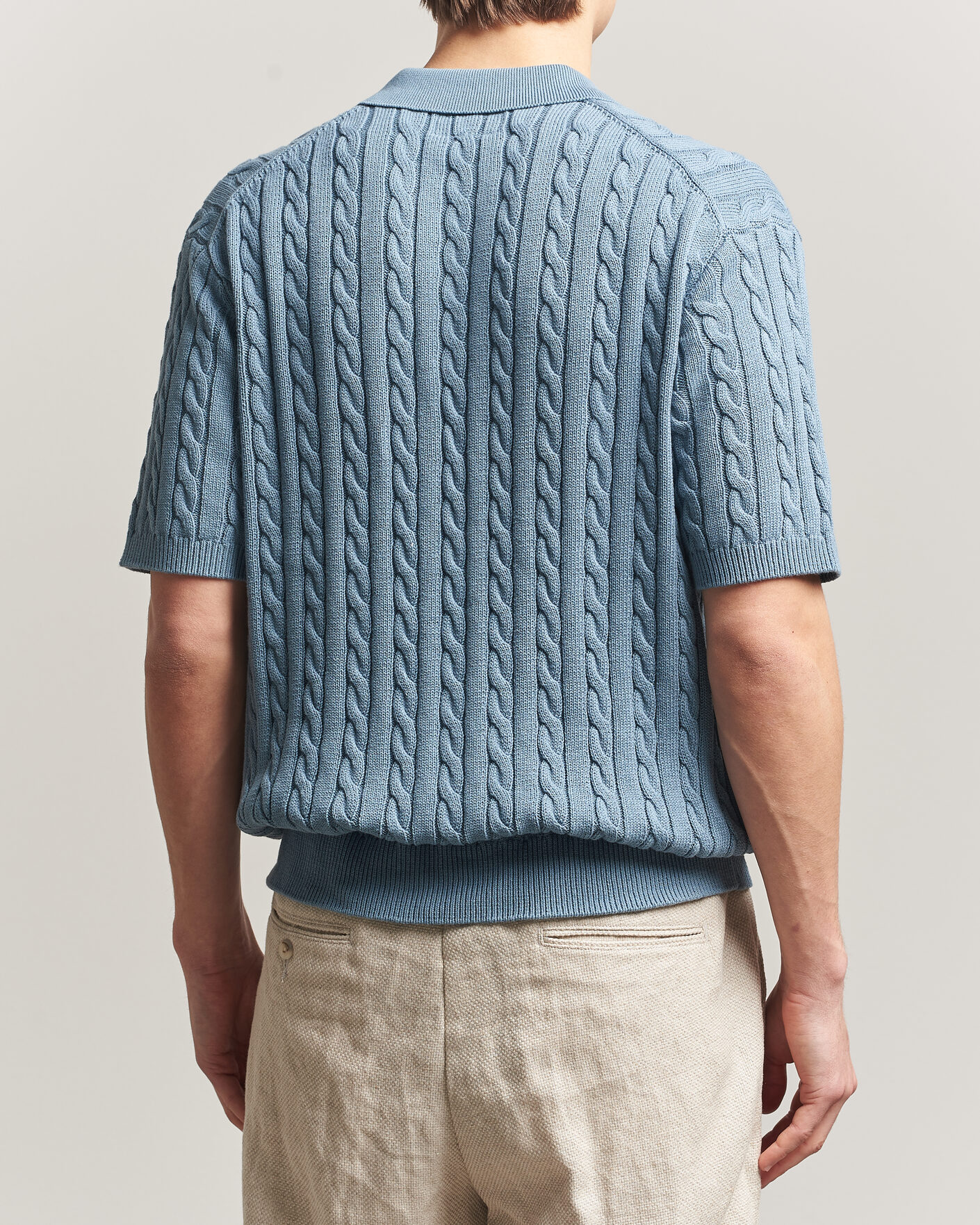 Herr | Pikéer | BEAMS PLUS | Short Sleeve Cable Polo Blue