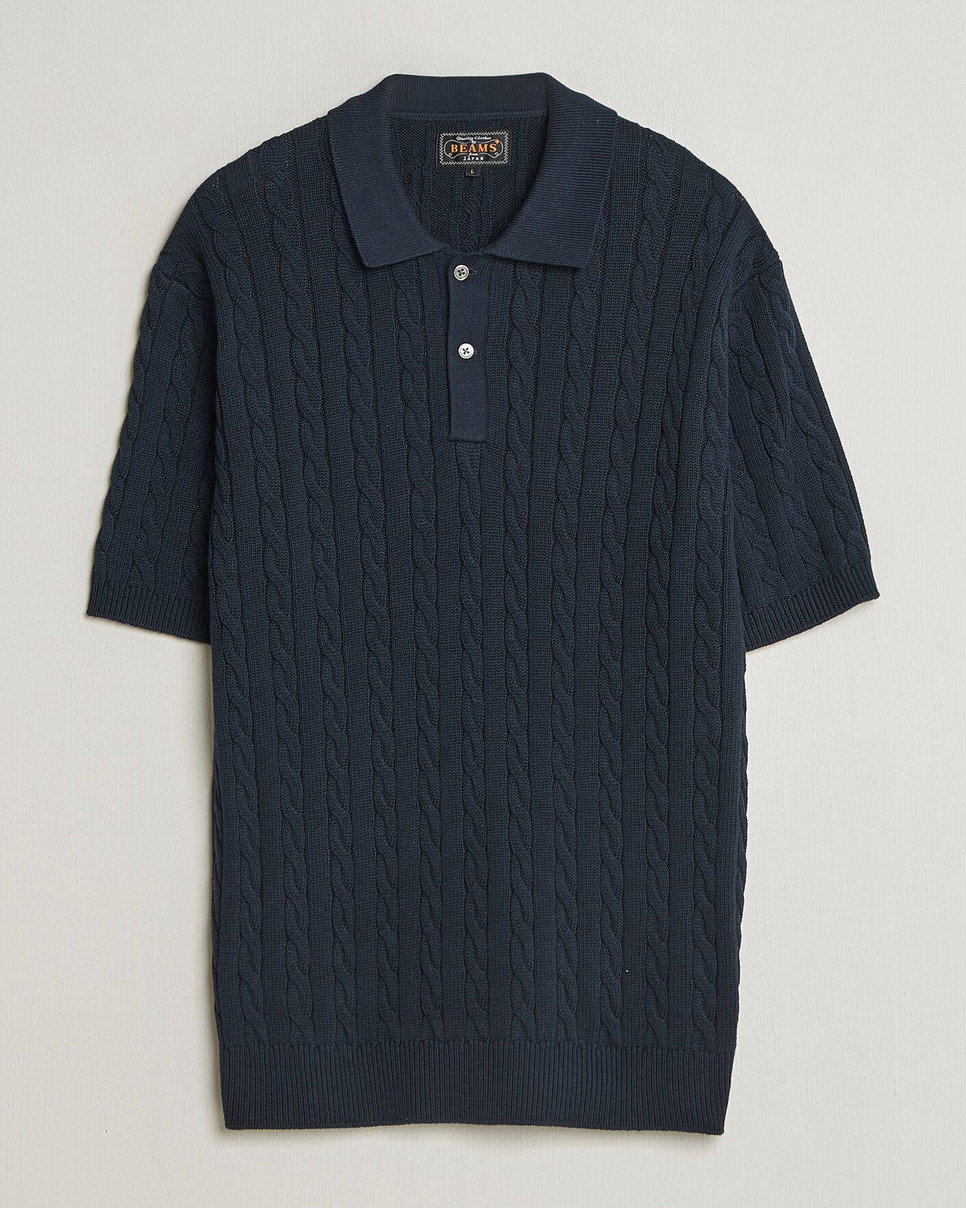 Herr | Pikéer | BEAMS PLUS | Short Sleeve Cable Polo Navy
