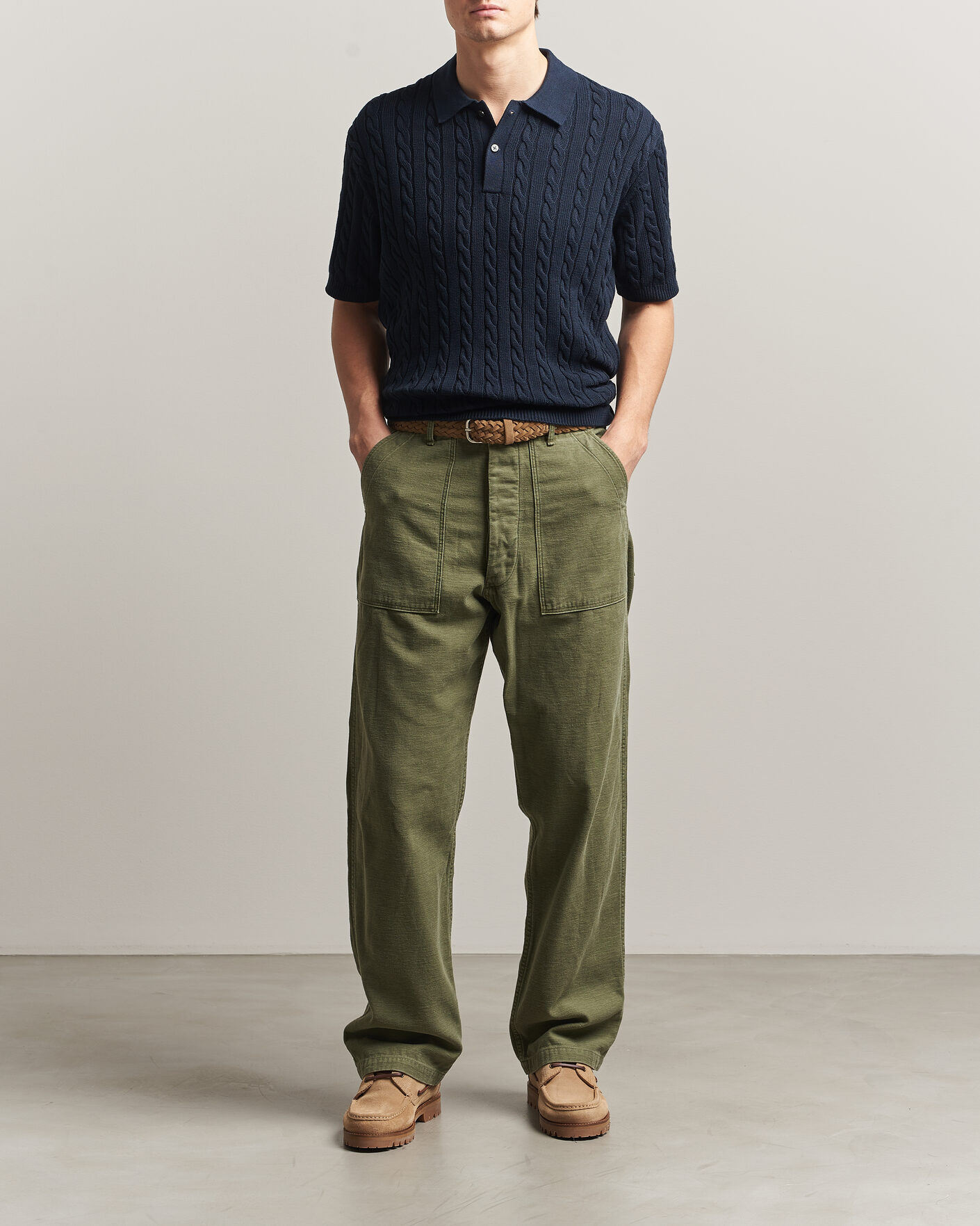 Herr | Pikéer | BEAMS PLUS | Short Sleeve Cable Polo Navy