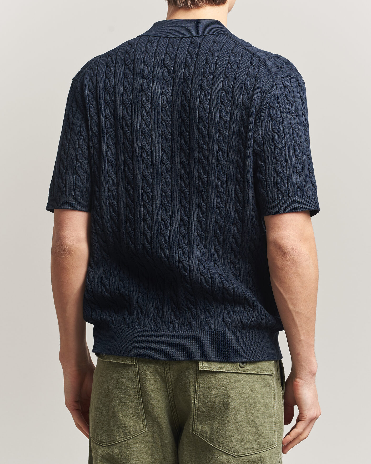 Herr | Pikéer | BEAMS PLUS | Short Sleeve Cable Polo Navy