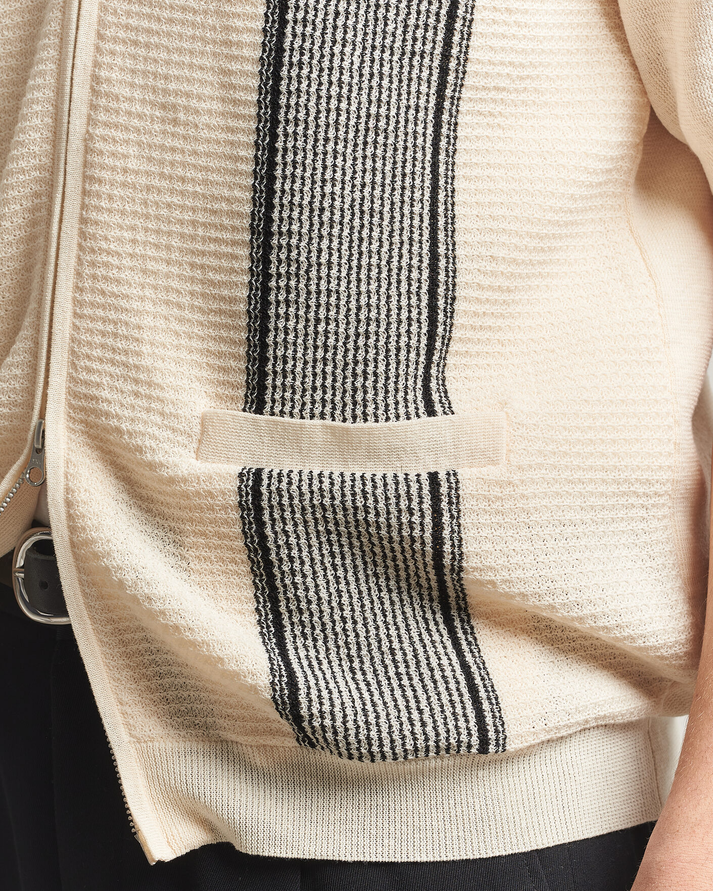 Herr | Pikéer | BEAMS PLUS | Zip Knit Striped Polo Off White