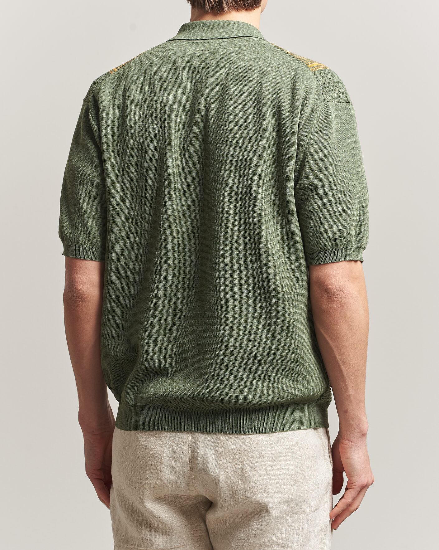 Herr | Pikéer | BEAMS PLUS | Zip Knit Striped Polo Olive