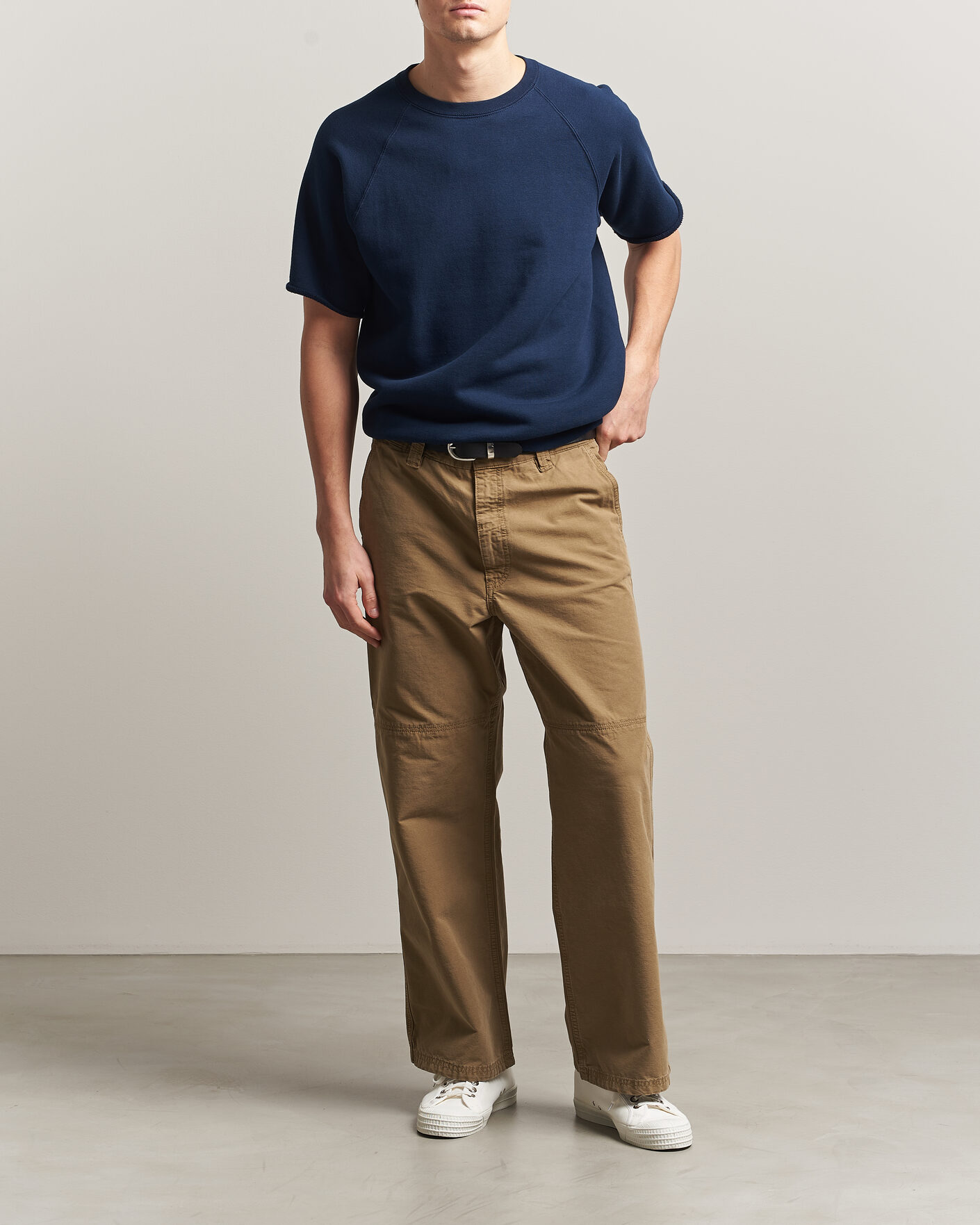 Herr | T-Shirts | BEAMS PLUS | Short Sleeve Cut Off Sweat Navy