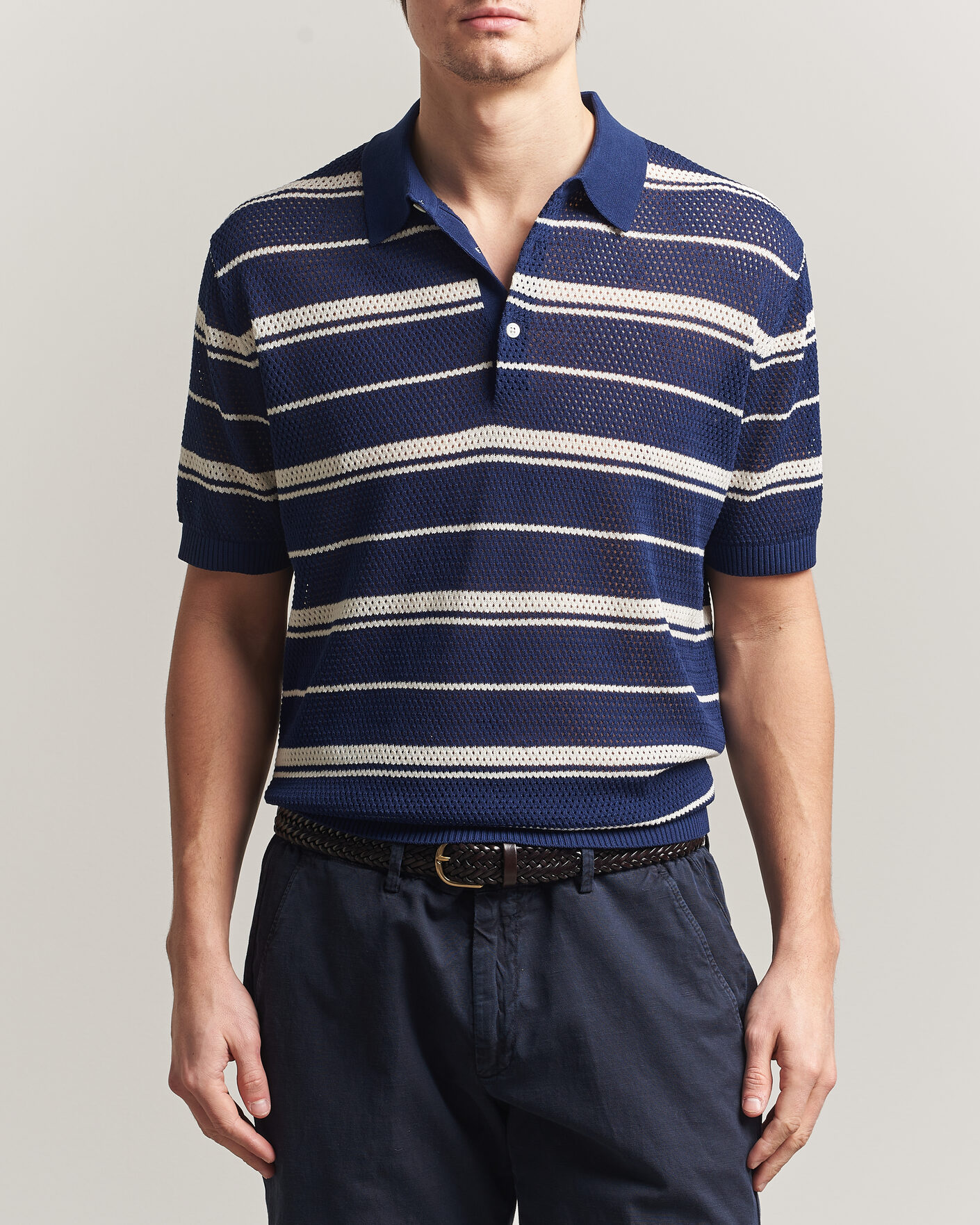 Herr | Pikéer | BEAMS PLUS | Short Sleeve Mesh Knit Polo Navy