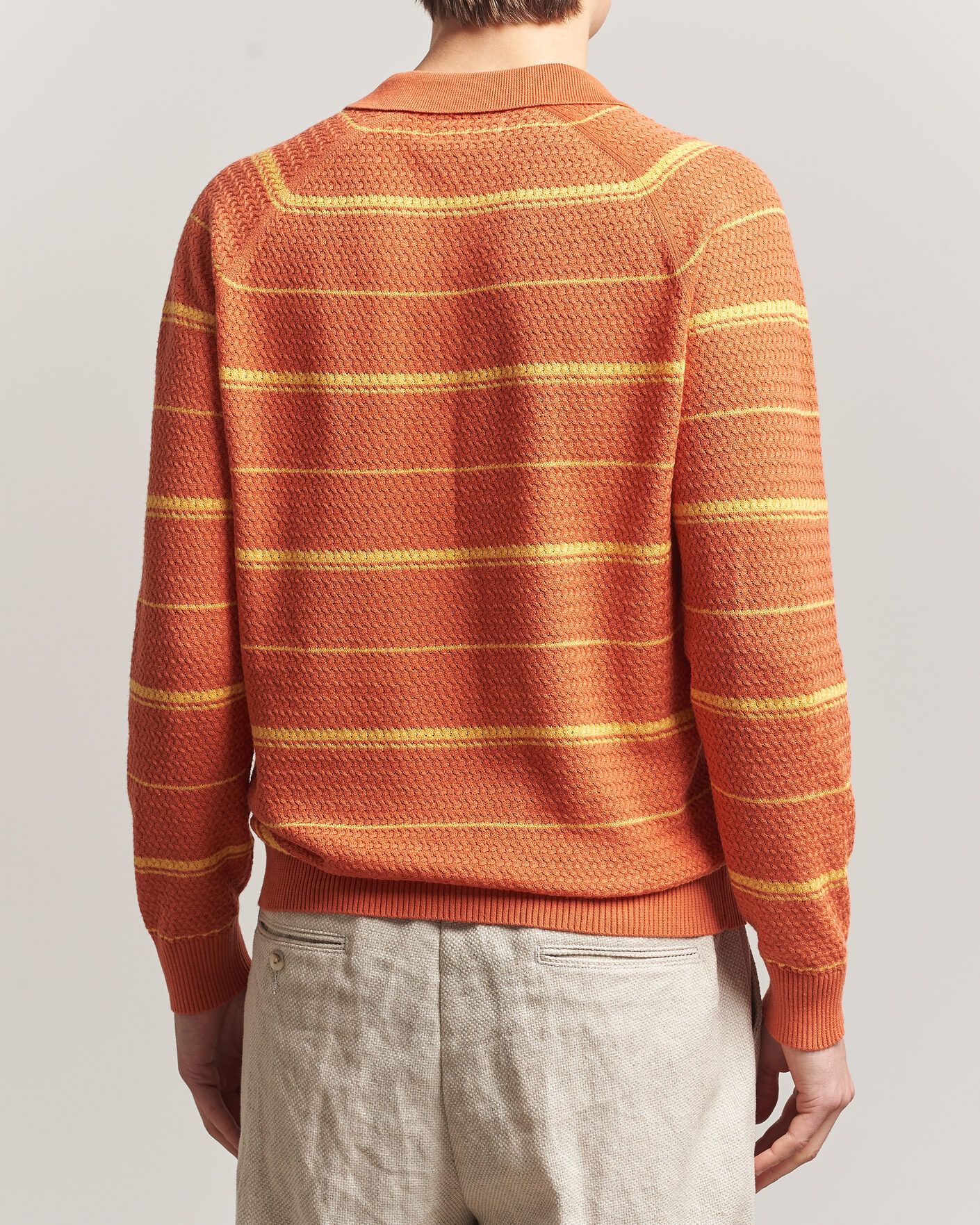 Herr | Pikéer | BEAMS PLUS | Long Sleeve Knit Polo Orange Stripe