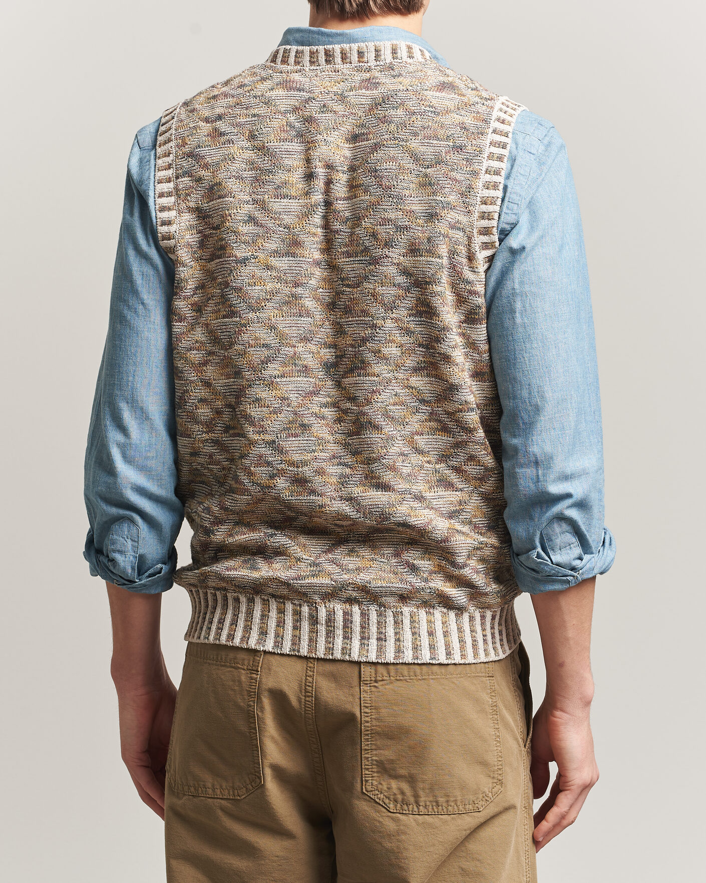 Herr | Tröjor | BEAMS PLUS | Kasuri Jacquard Knit Vest Beige