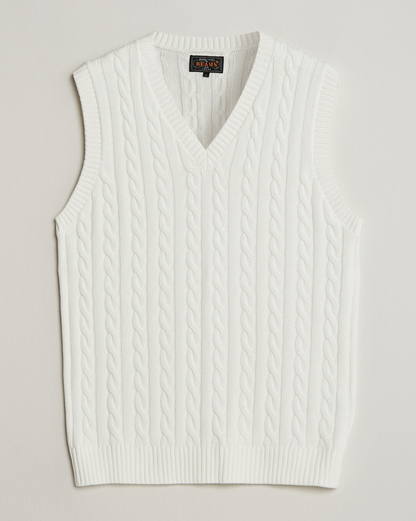 Herr | Tröjor | BEAMS PLUS | Cable Knit Vest White