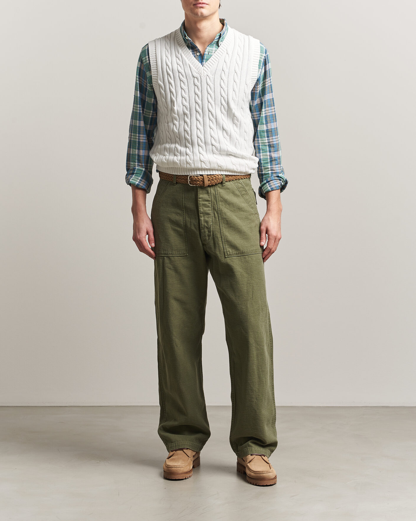 Herr | Tröjor | BEAMS PLUS | Cable Knit Vest White