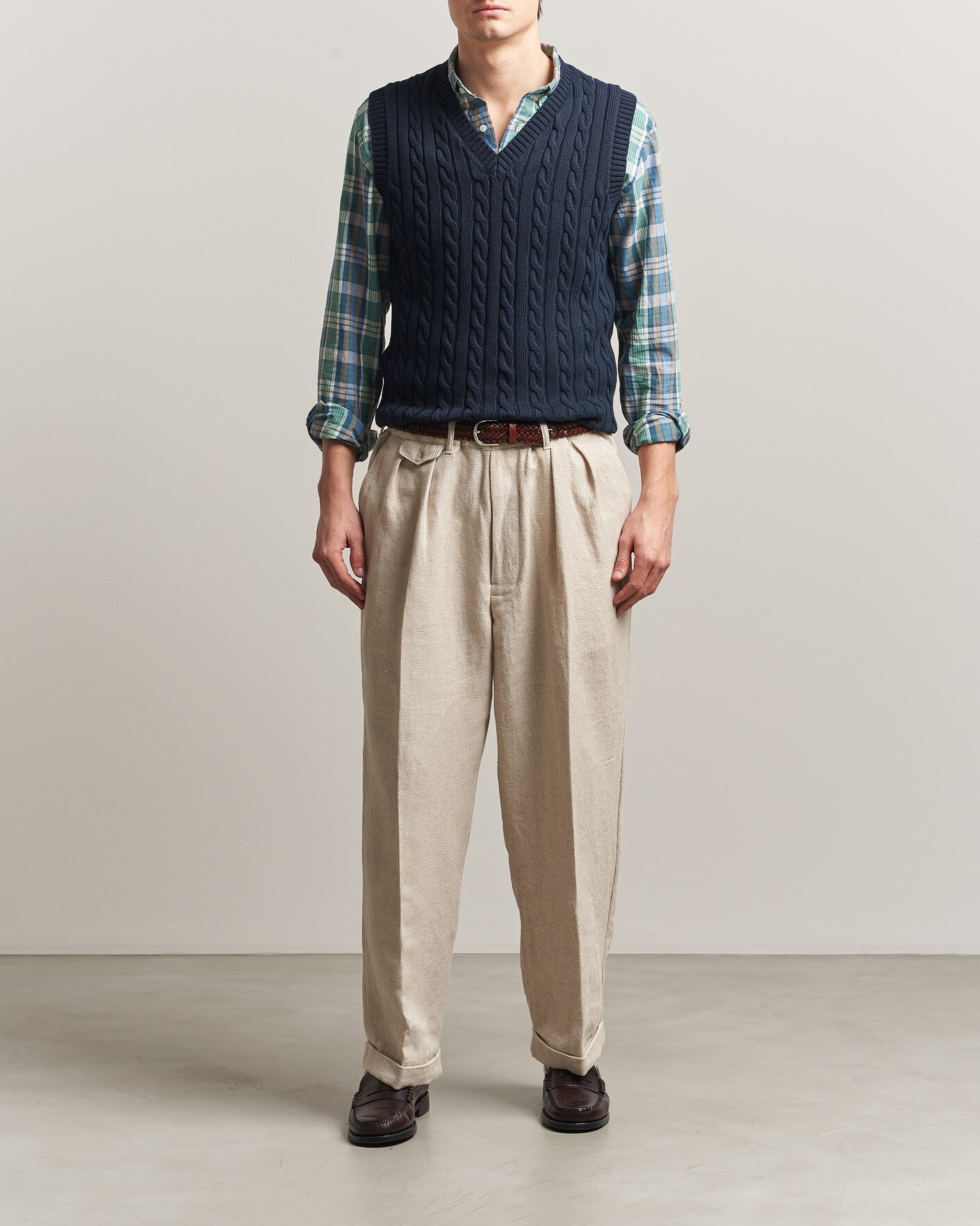 Herr | Tröjor | BEAMS PLUS | Cable Knit Vest Navy