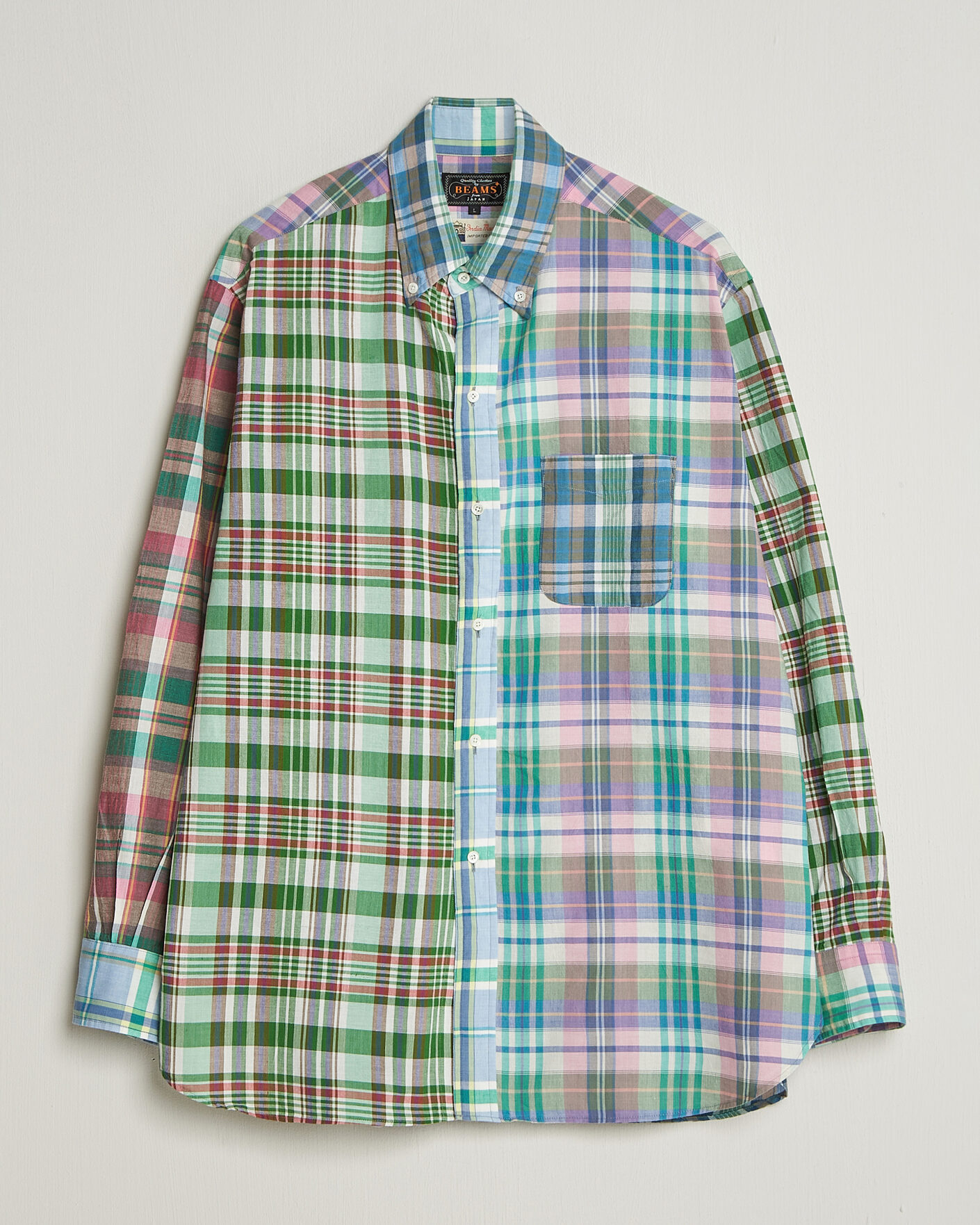 Herr | Skjortor | BEAMS PLUS | Patchwork Madras Shirt Multicolour
