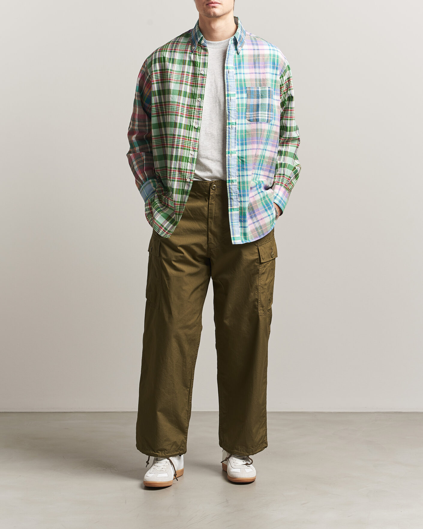 Herr | Skjortor | BEAMS PLUS | Patchwork Madras Shirt Multicolour