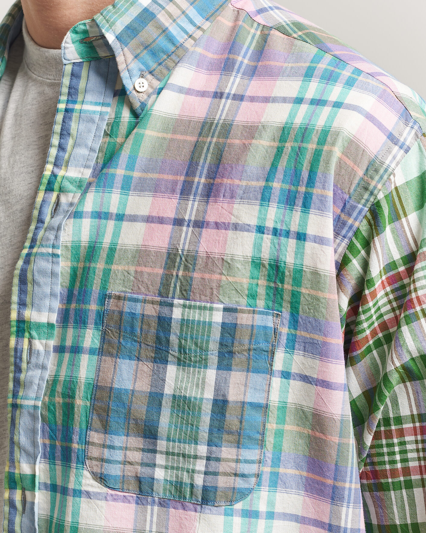 Herr | Skjortor | BEAMS PLUS | Patchwork Madras Shirt Multicolour