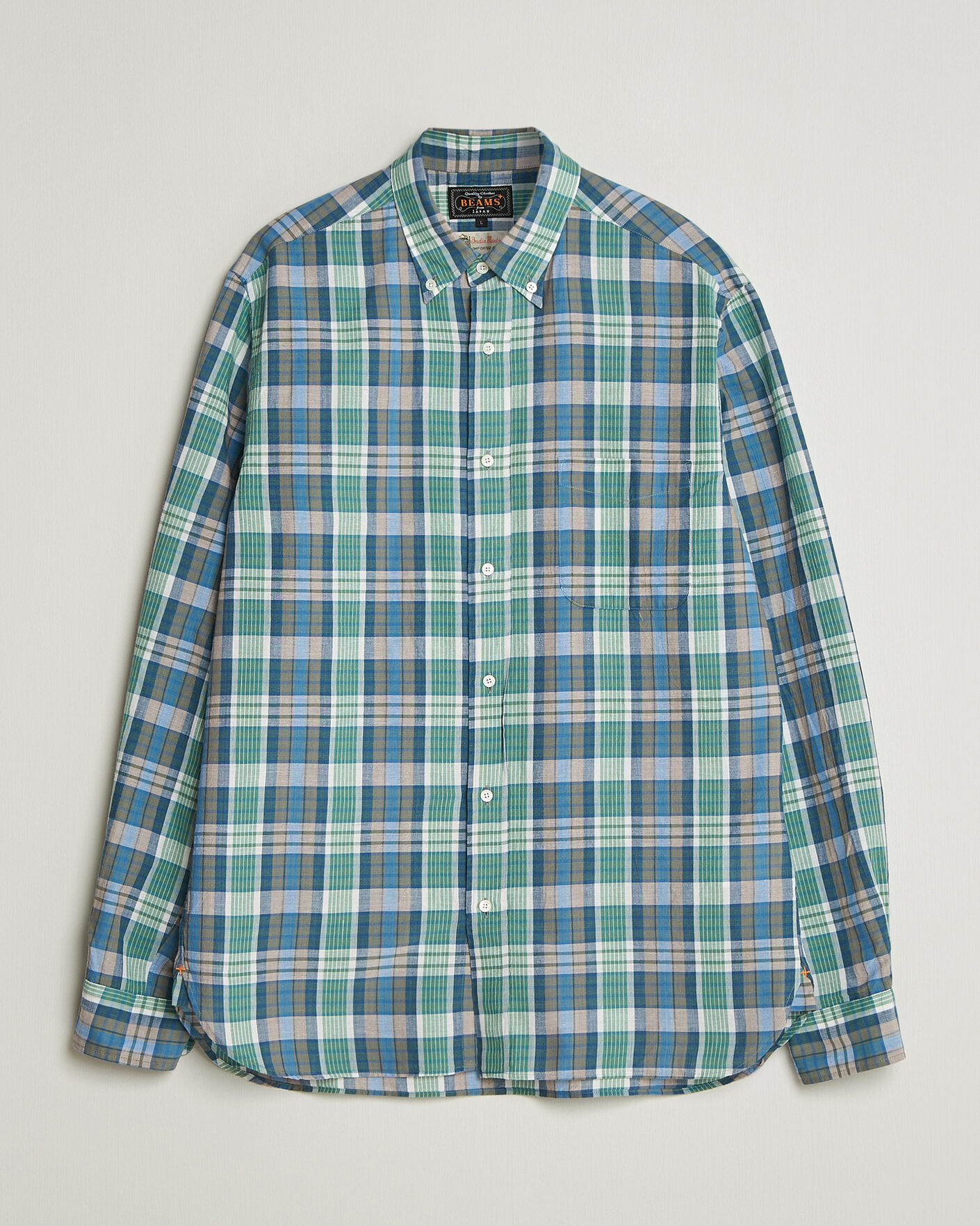 Herr | Skjortor | BEAMS PLUS | Madras Button Down Shirt Blue