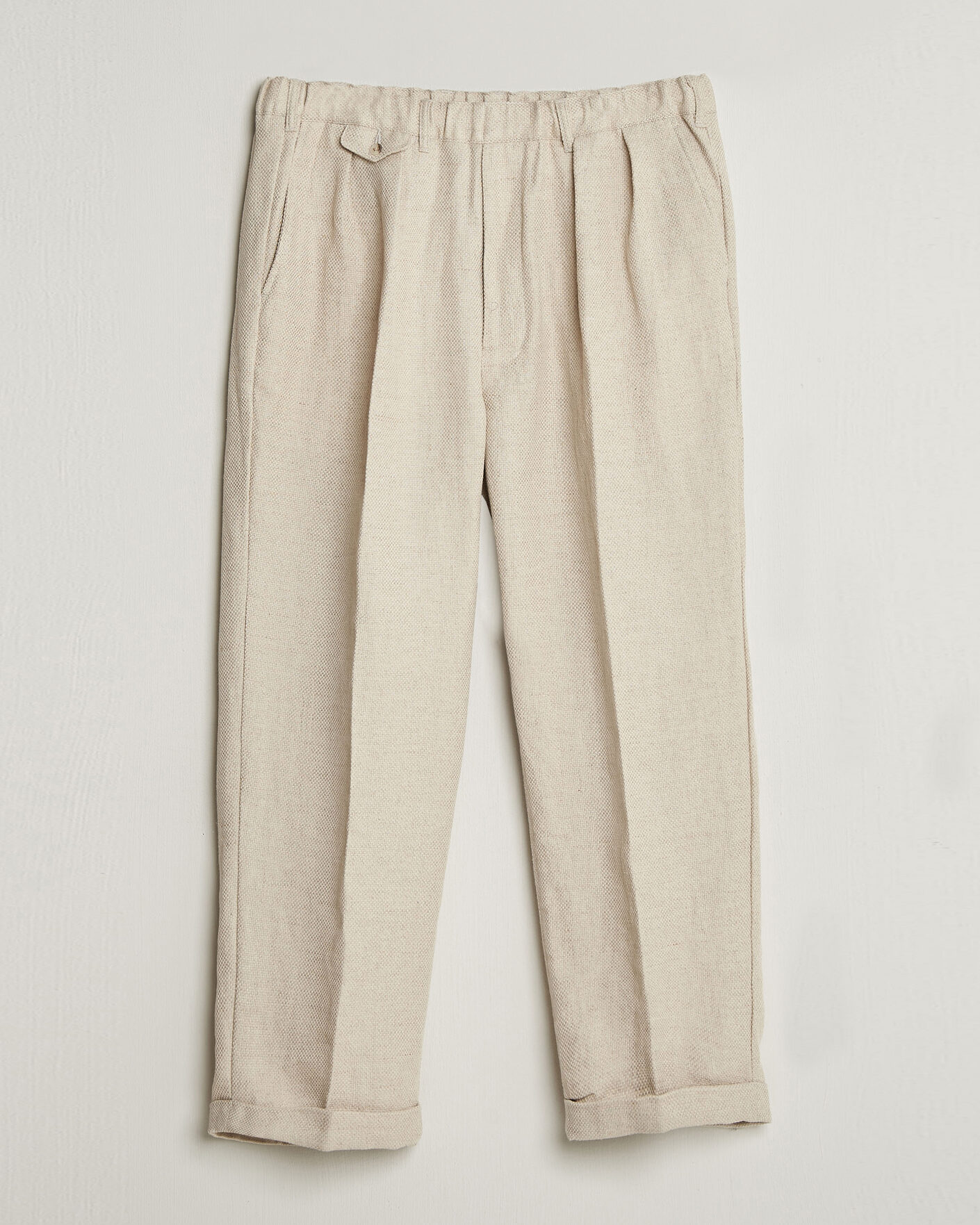 Herr | Byxor | BEAMS PLUS | Cotton/Linen Pleated Trousers Off White