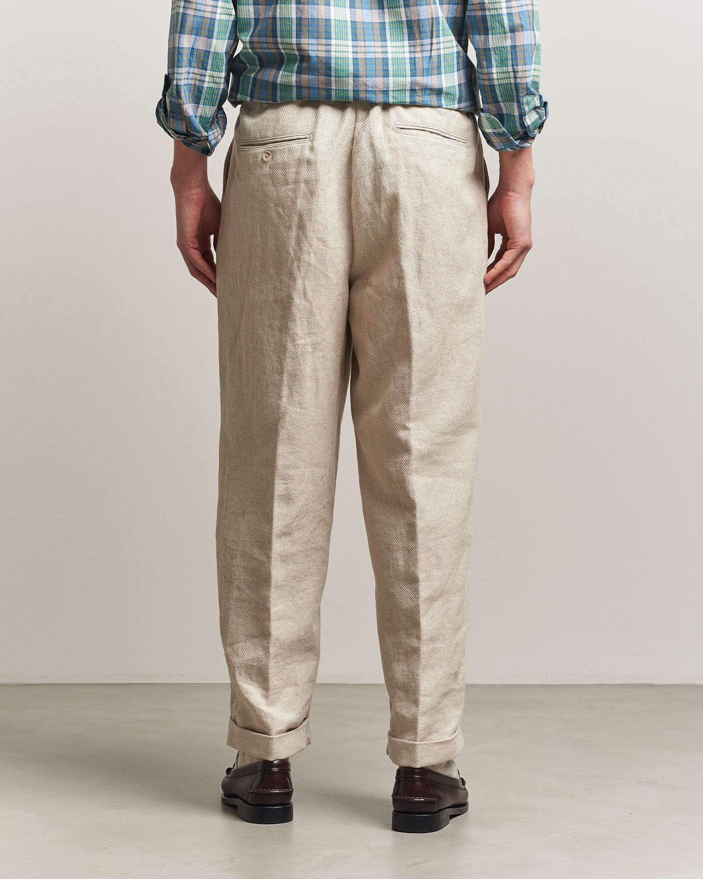 Herr | Byxor | BEAMS PLUS | Cotton/Linen Pleated Trousers Off White