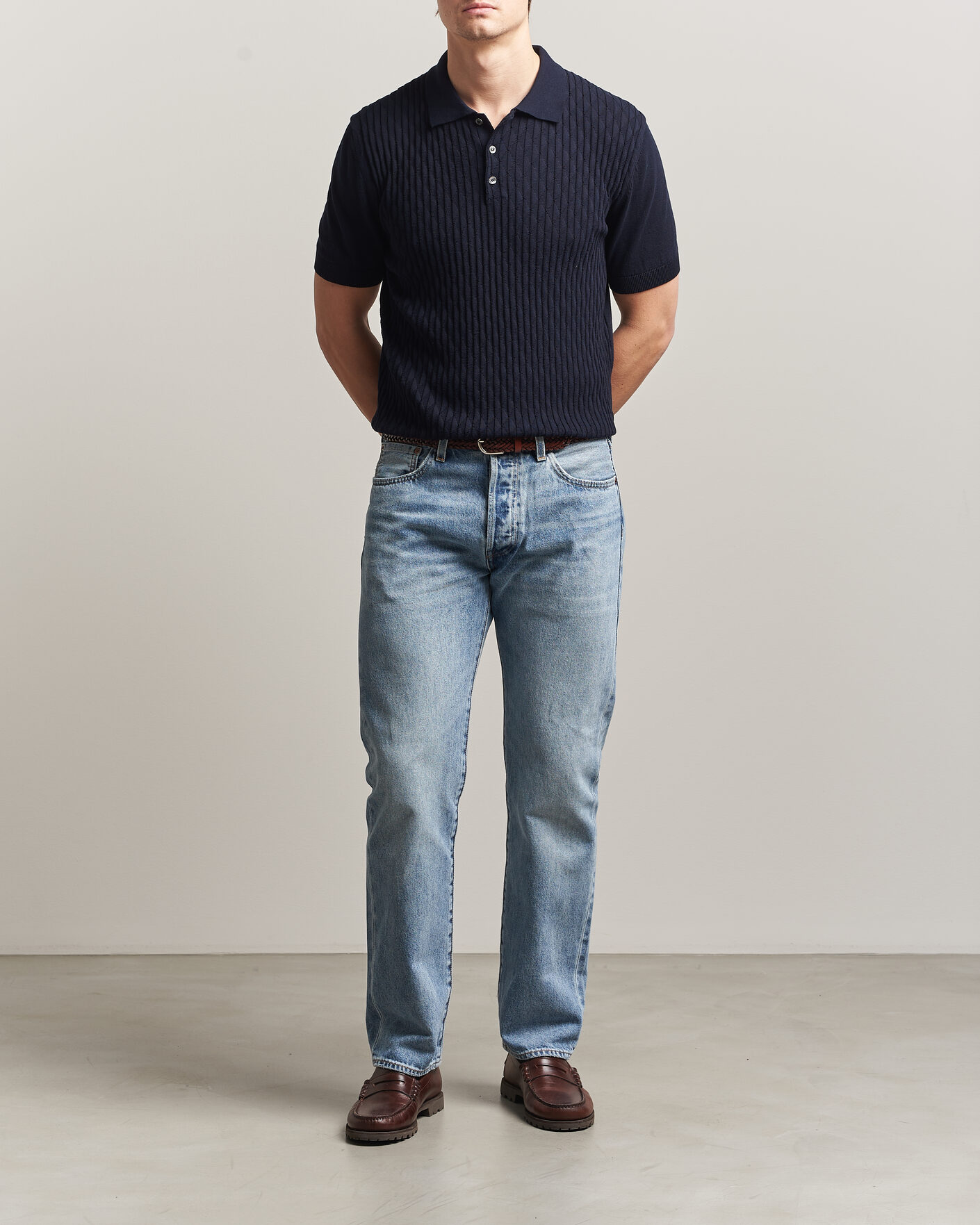 Herr | Pikéer | Baracuta | Pattern Stich Polo Navy