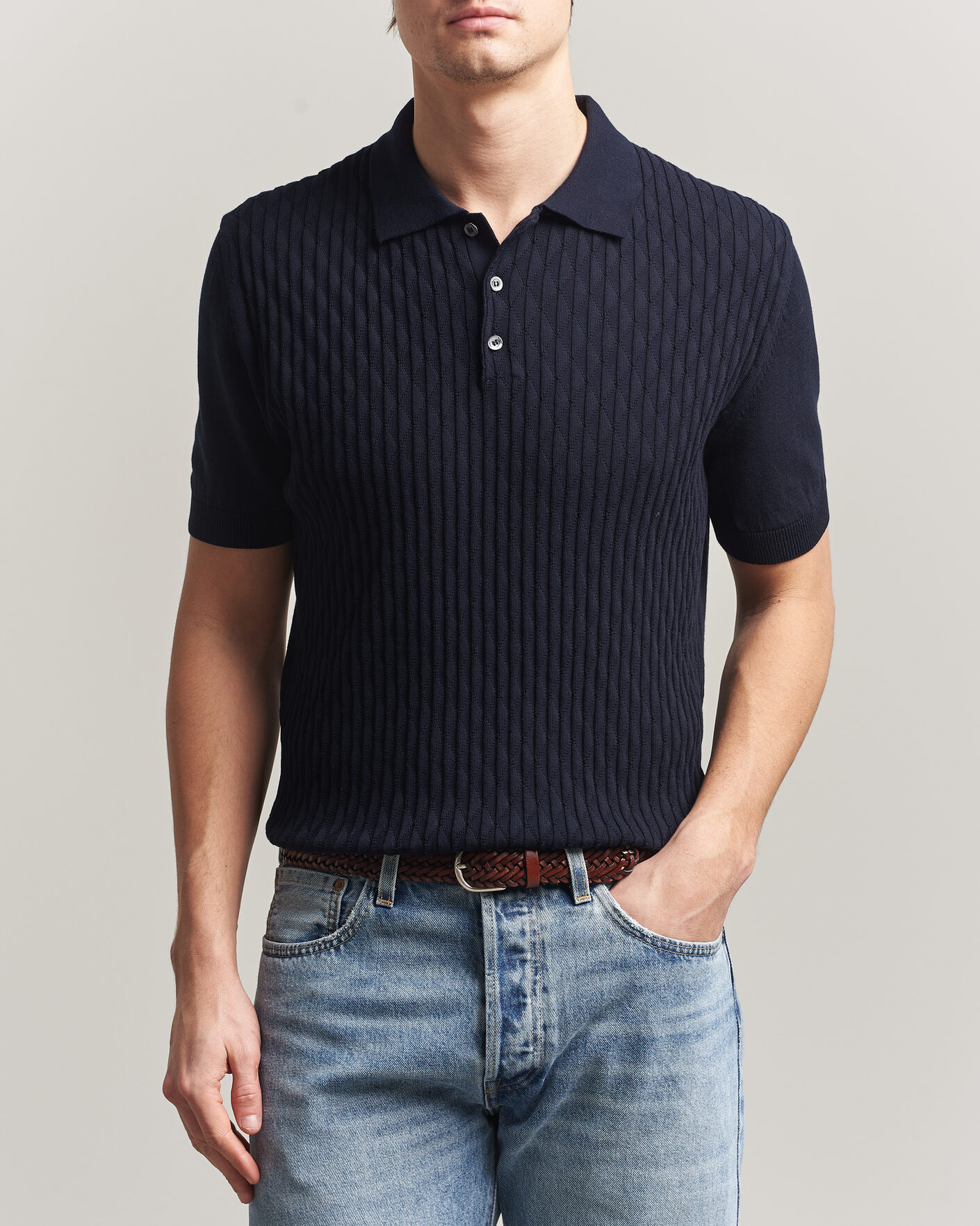 Herr | Pikéer | Baracuta | Pattern Stich Polo Navy