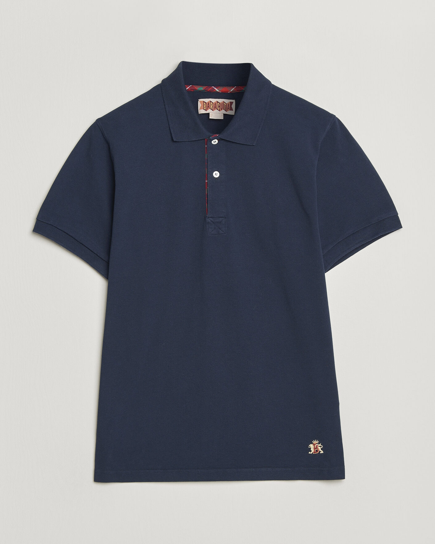 Herr | Pikéer | Baracuta | Tartan Placket Piquet Polo Navy