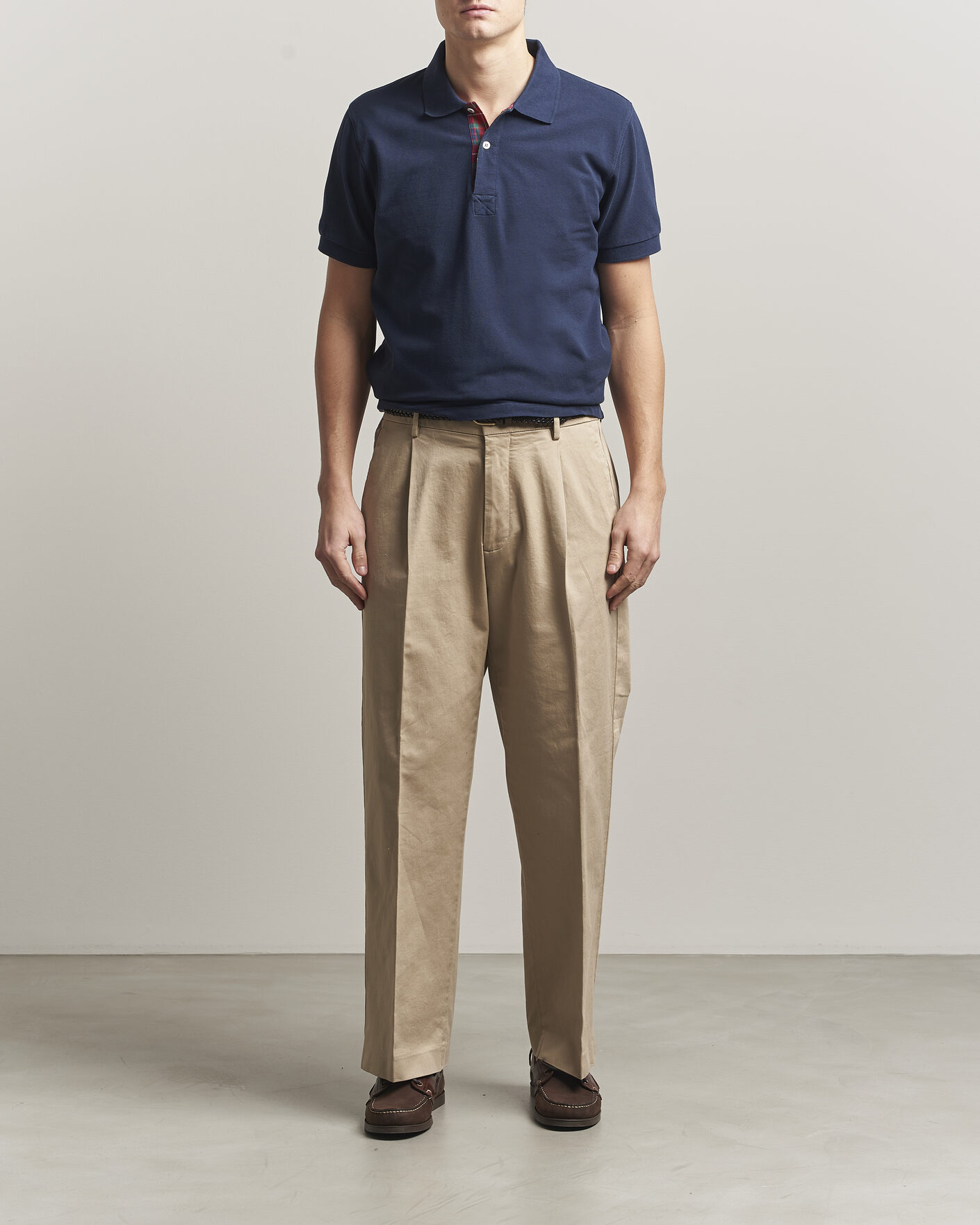 Herr | Pikéer | Baracuta | Tartan Placket Piquet Polo Navy