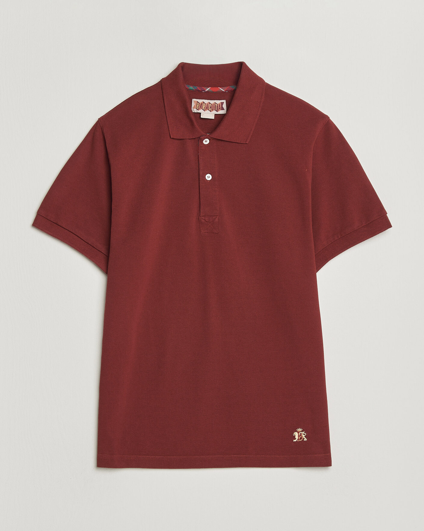 Herr | Pikéer | Baracuta | Tartan Placket Piquet Polo Oxblood