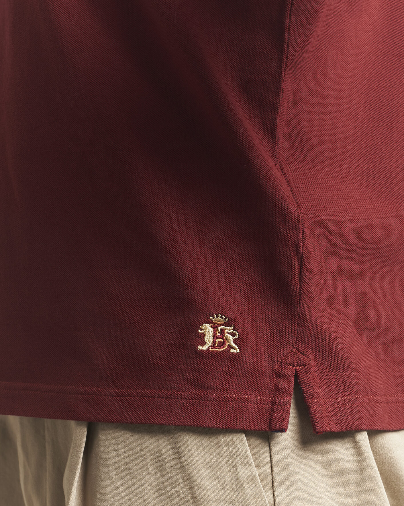 Herr | Pikéer | Baracuta | Tartan Placket Piquet Polo Oxblood