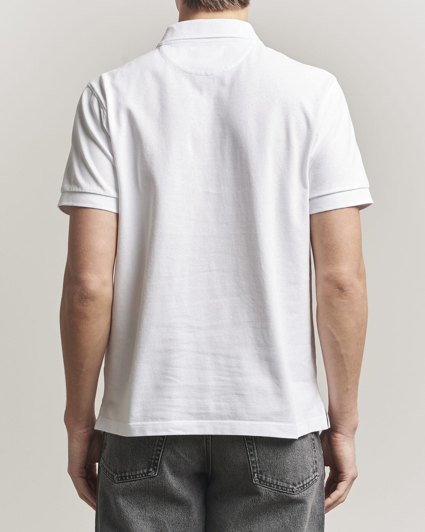 Herr | Pikéer | Baracuta | Tartan Placket Piquet Polo Bone White