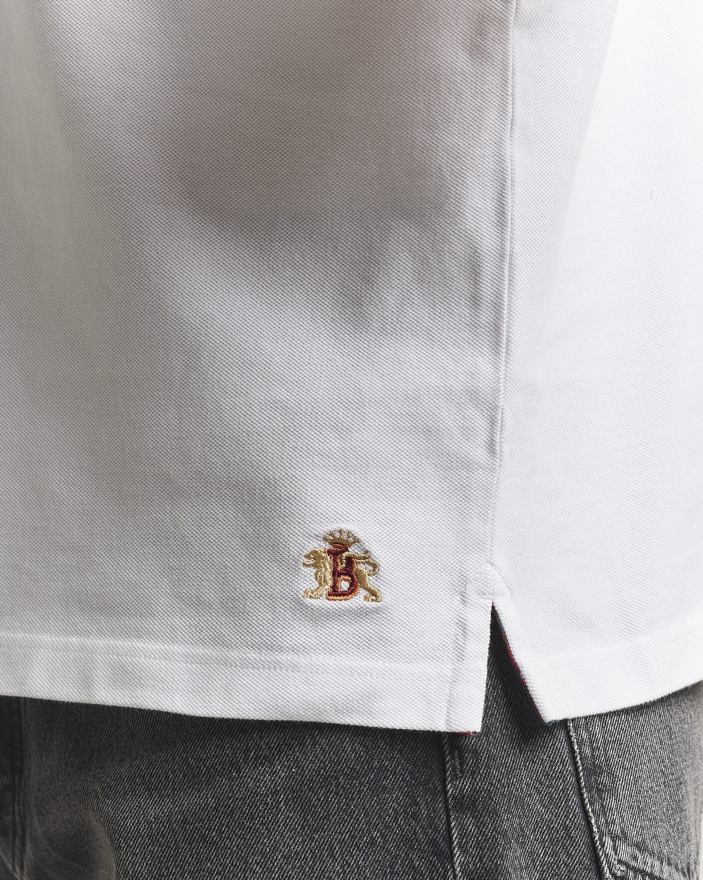 Herr | Pikéer | Baracuta | Tartan Placket Piquet Polo Bone White