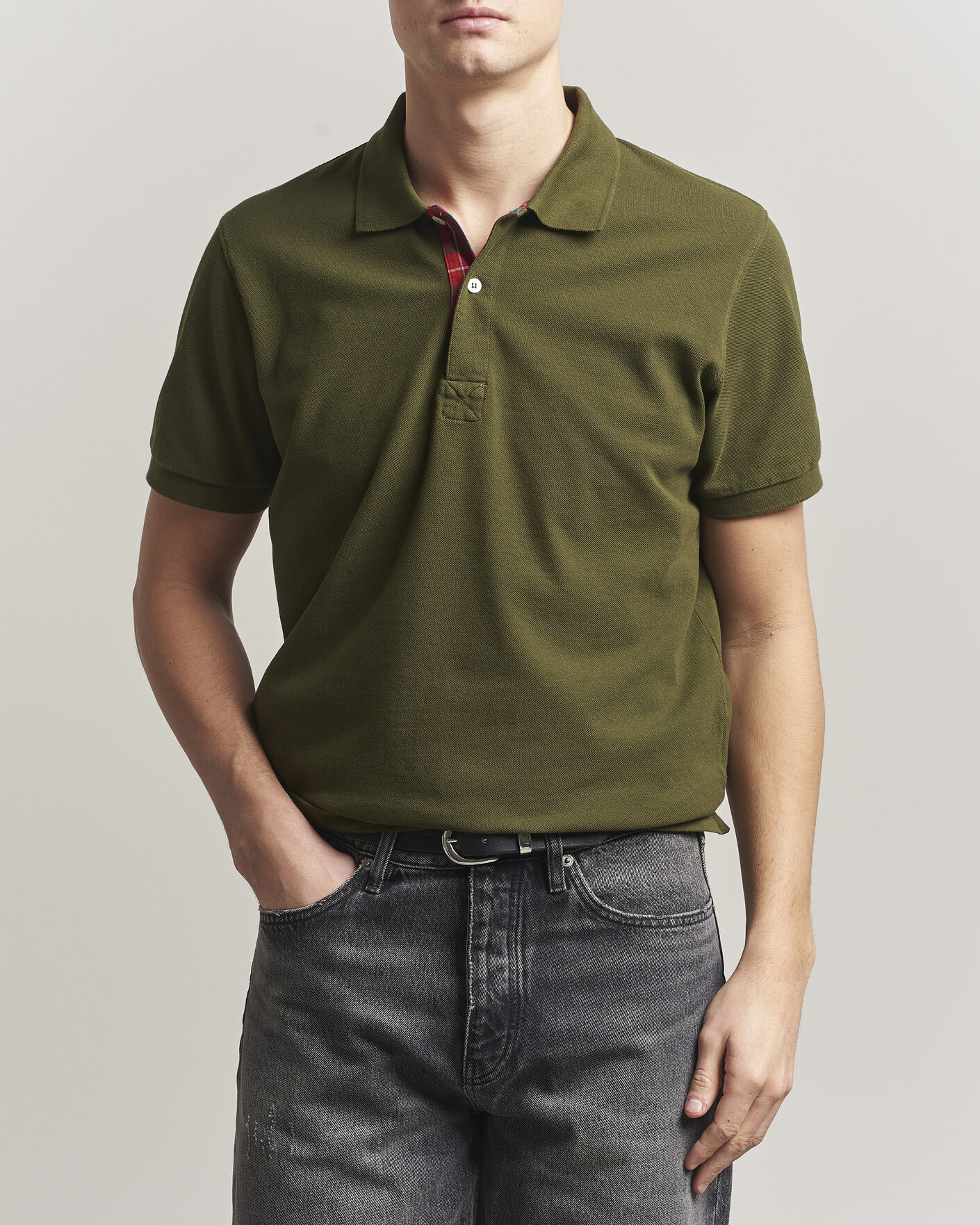 Herr | Pikéer | Baracuta | Tartan Placket Piquet Polo Beech