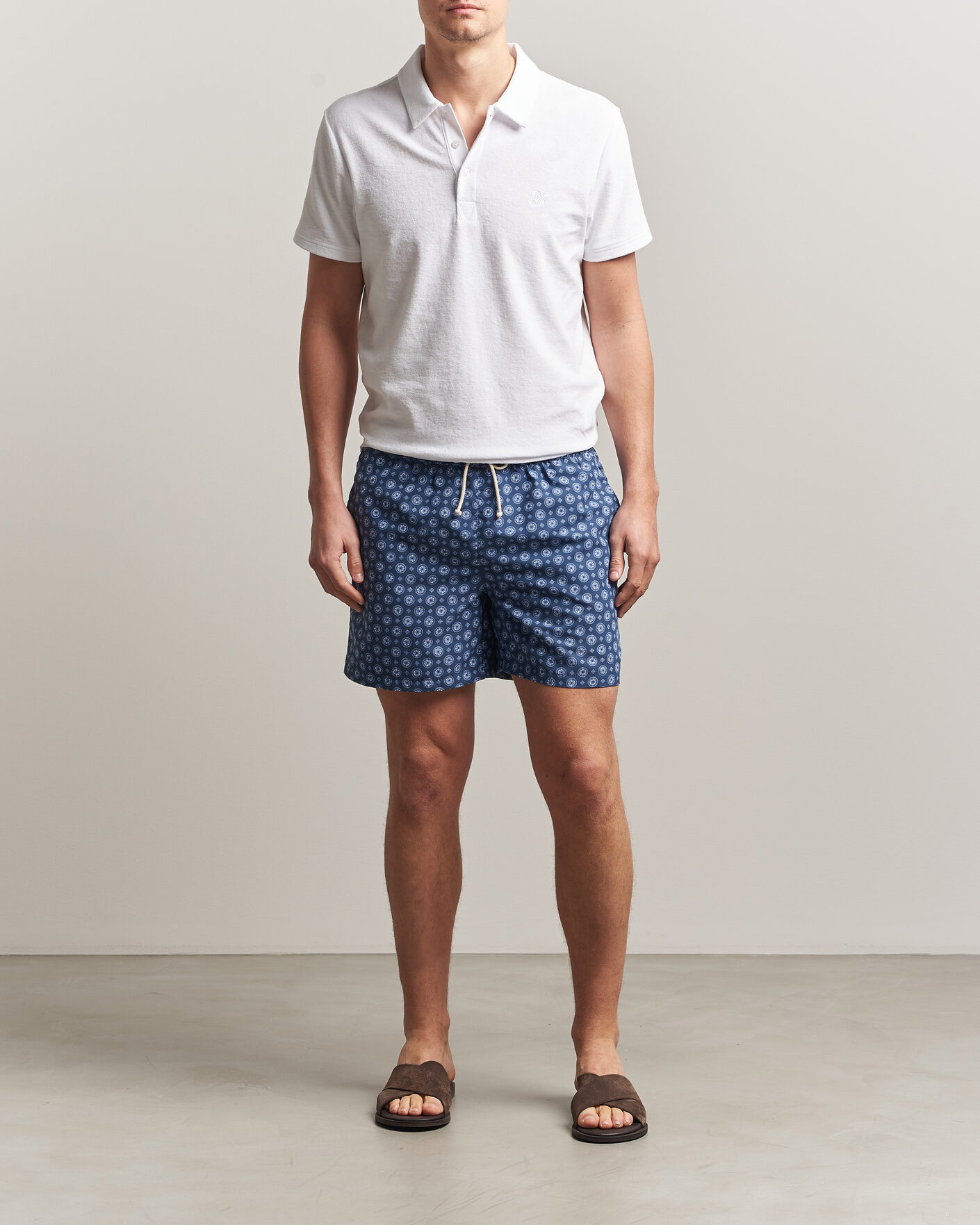 Herr | Badbyxor | Ripa Ripa | Printed Swimshorts Dark Blue