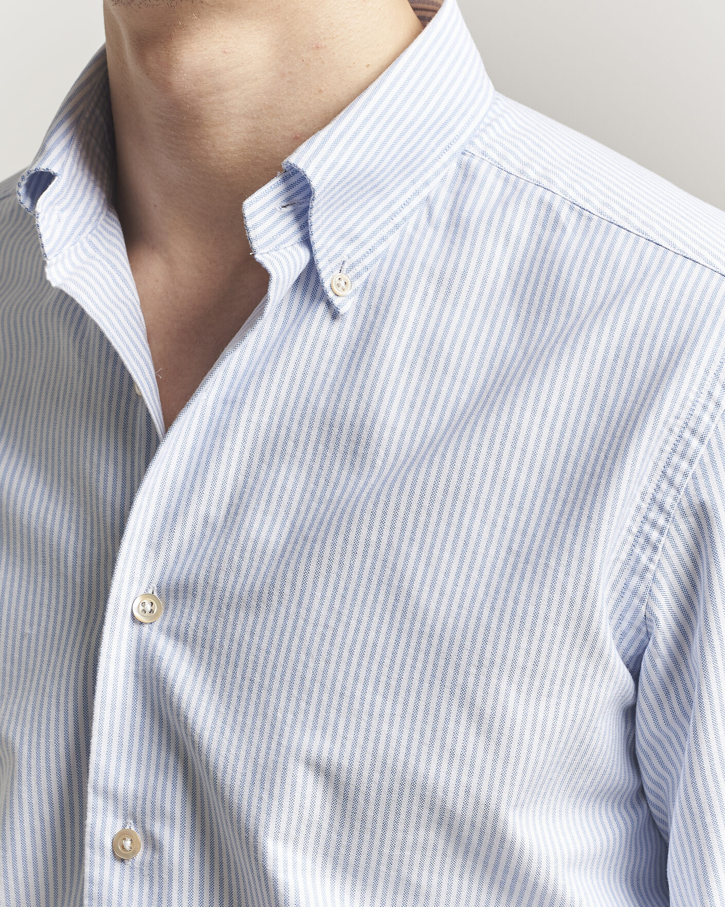 Herr | Skjortor | Grigio | Oxford Button Down Shirt Light Blue Stripe