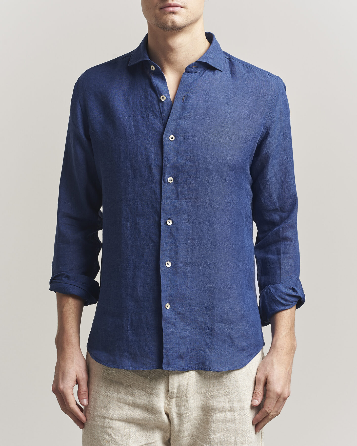 Herr | Skjortor | Grigio | Washed Linen Shirt Navy