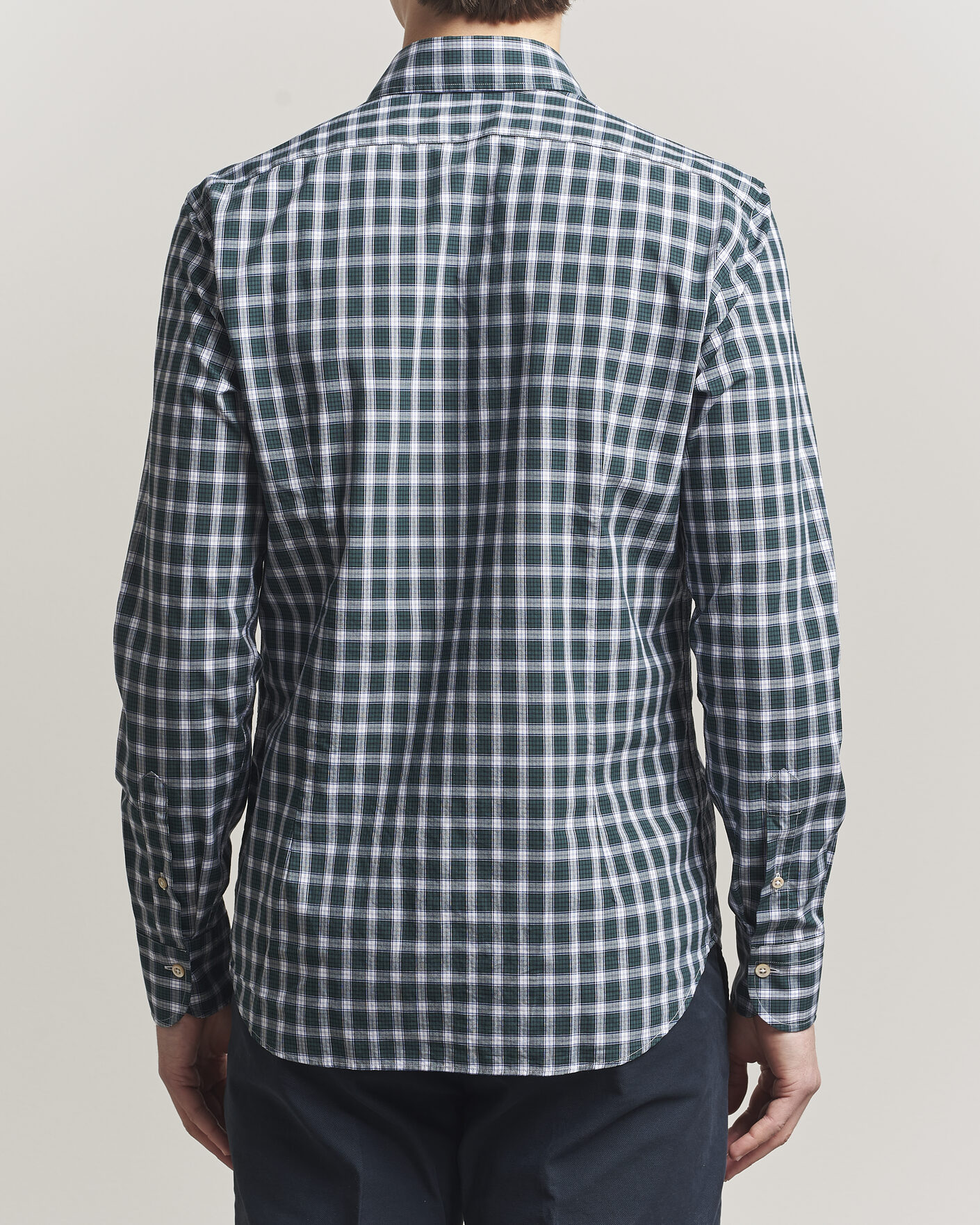 Herr | Skjortor | Grigio | Washed Casual Shirt Green Check
