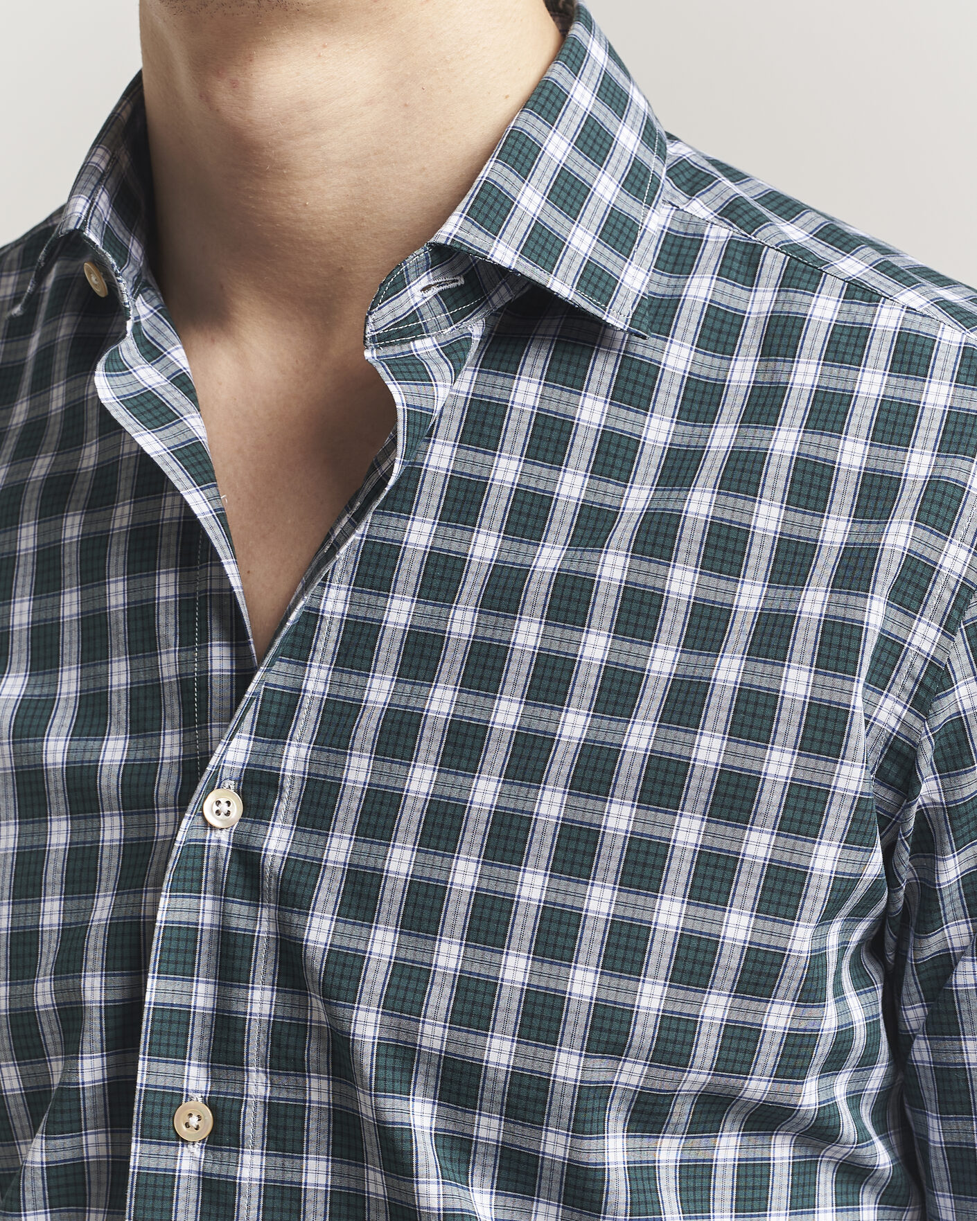 Herr | Skjortor | Grigio | Washed Casual Shirt Green Check