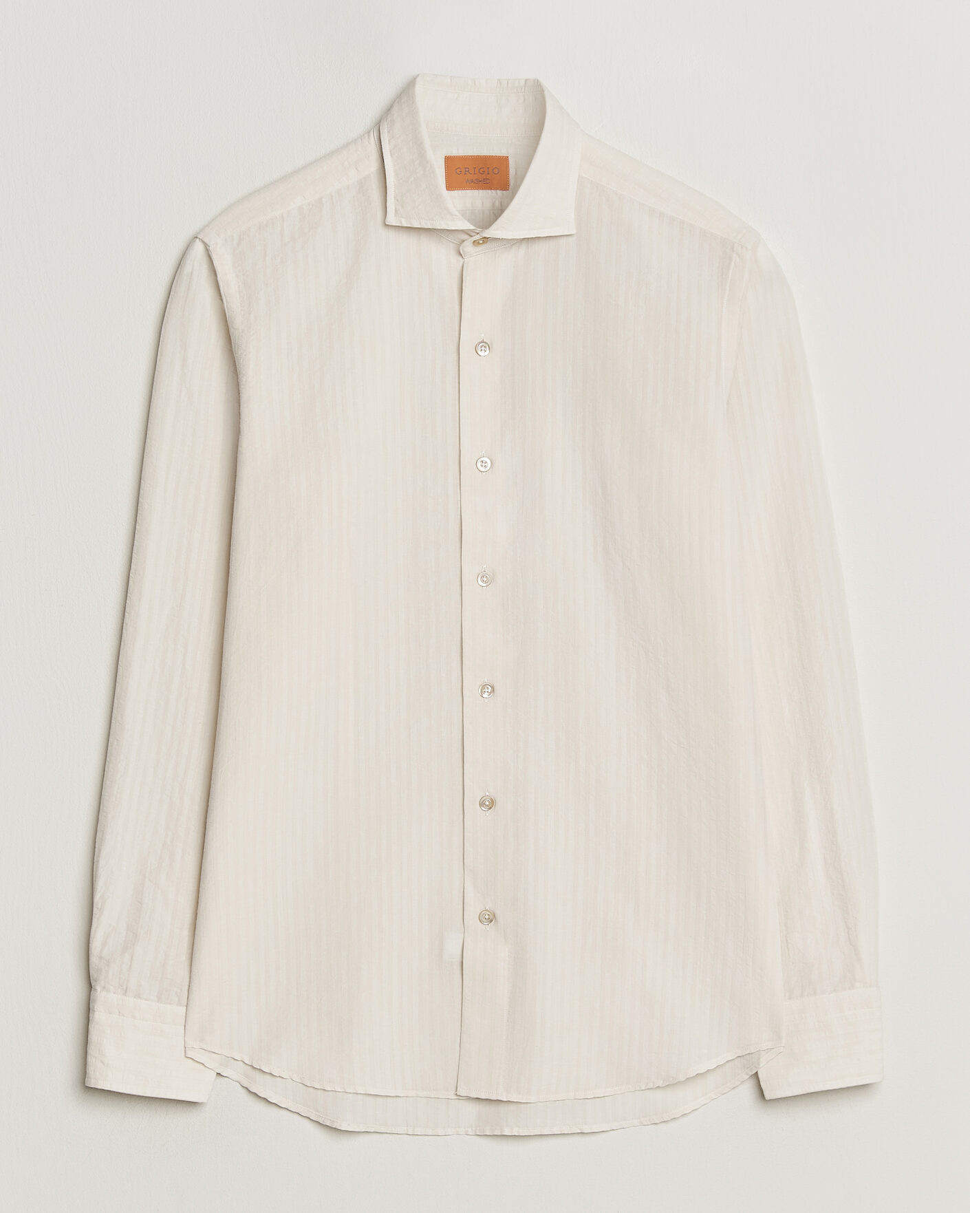 Herr | Skjortor | Grigio | Cotton/Linen Seersucker Shirt Off White
