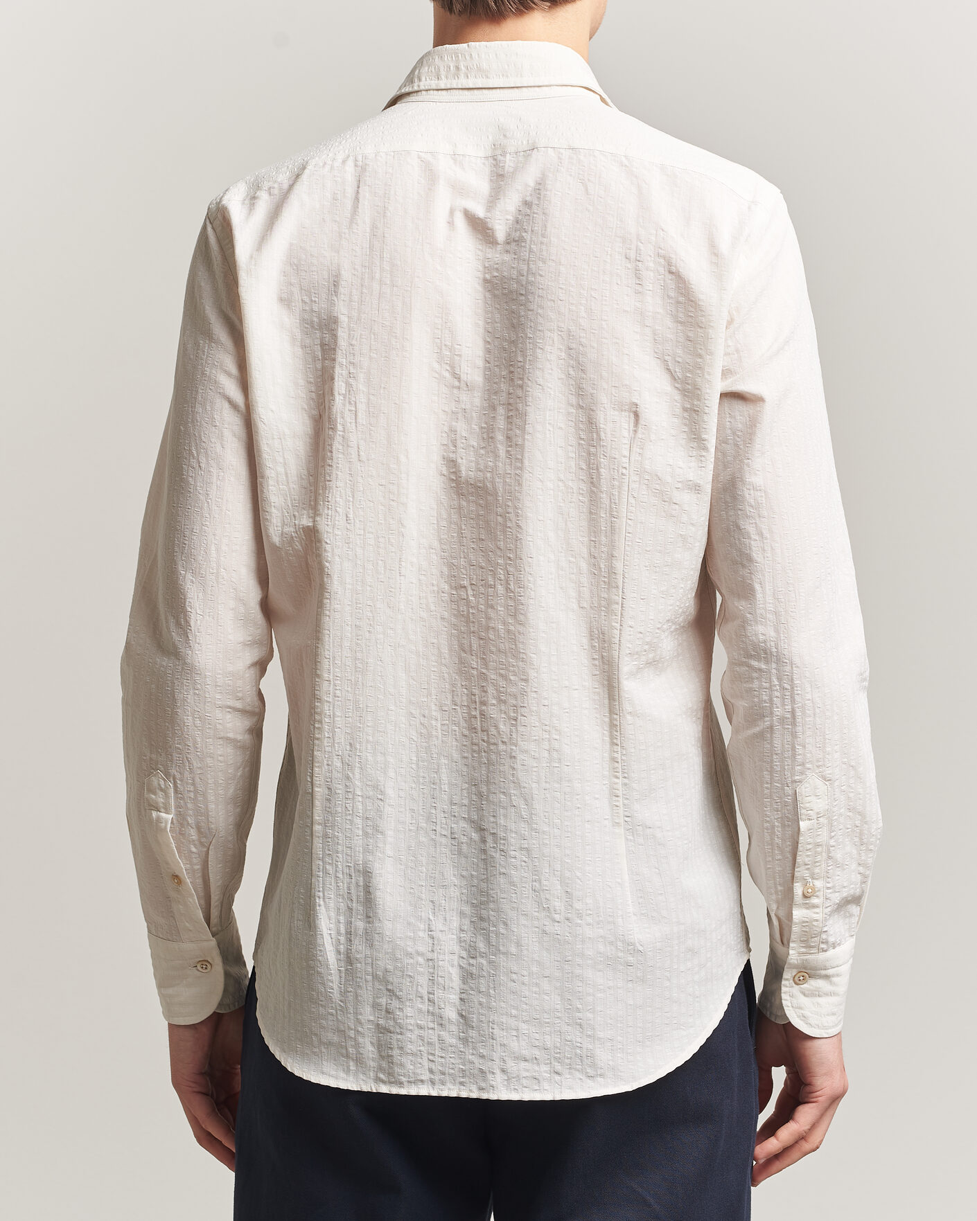 Herr | Skjortor | Grigio | Cotton/Linen Seersucker Shirt Off White