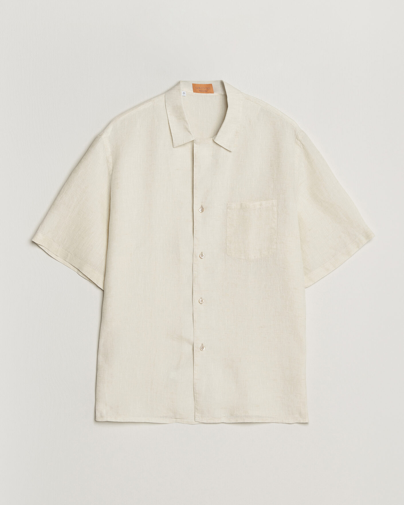 Herr | Skjortor | Grigio | Linen Camp Collar Shirt White